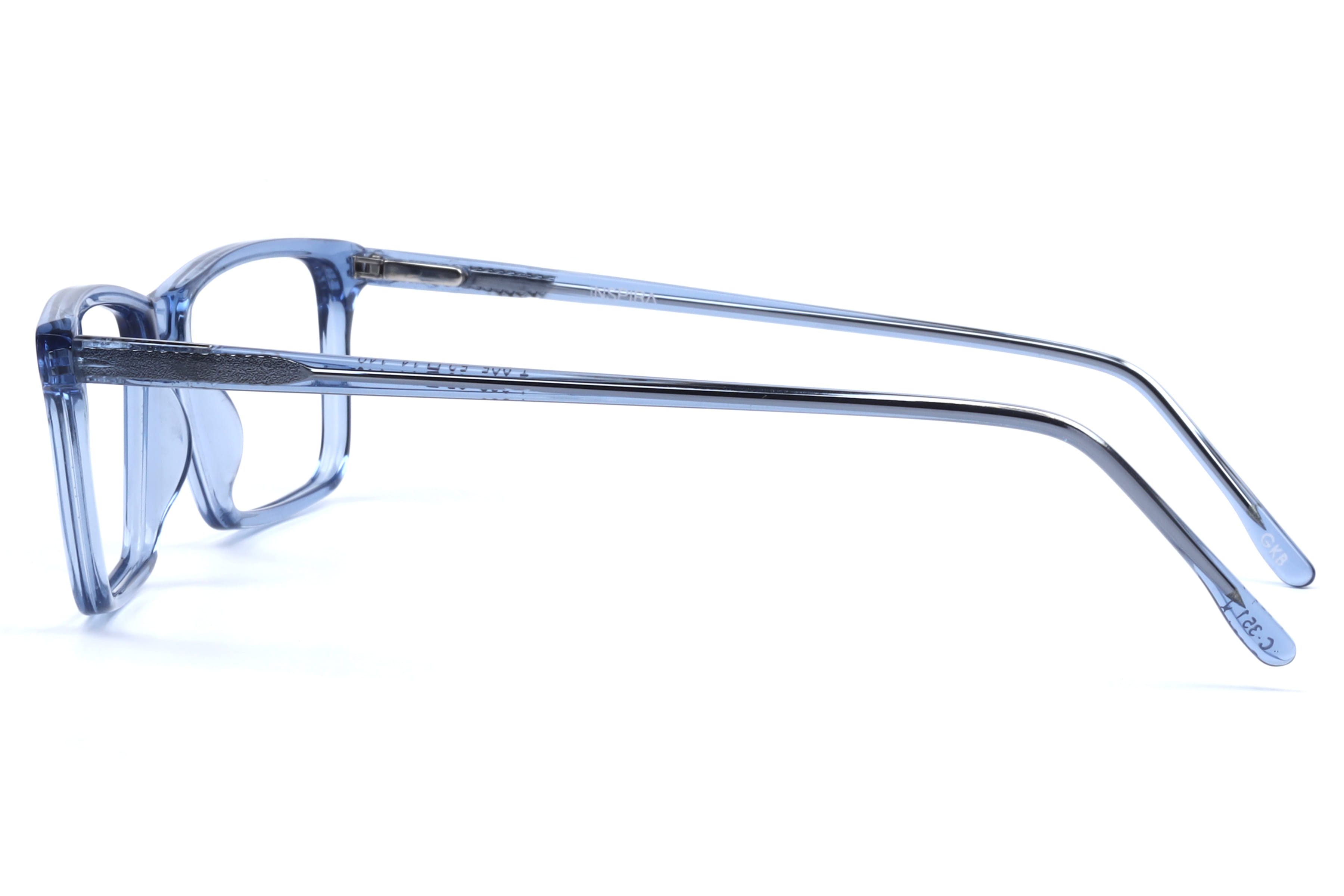 Inspira T 905 Frame Transparent Blue Unisex Full Shell Frame — Transparent Blue frame — view 3