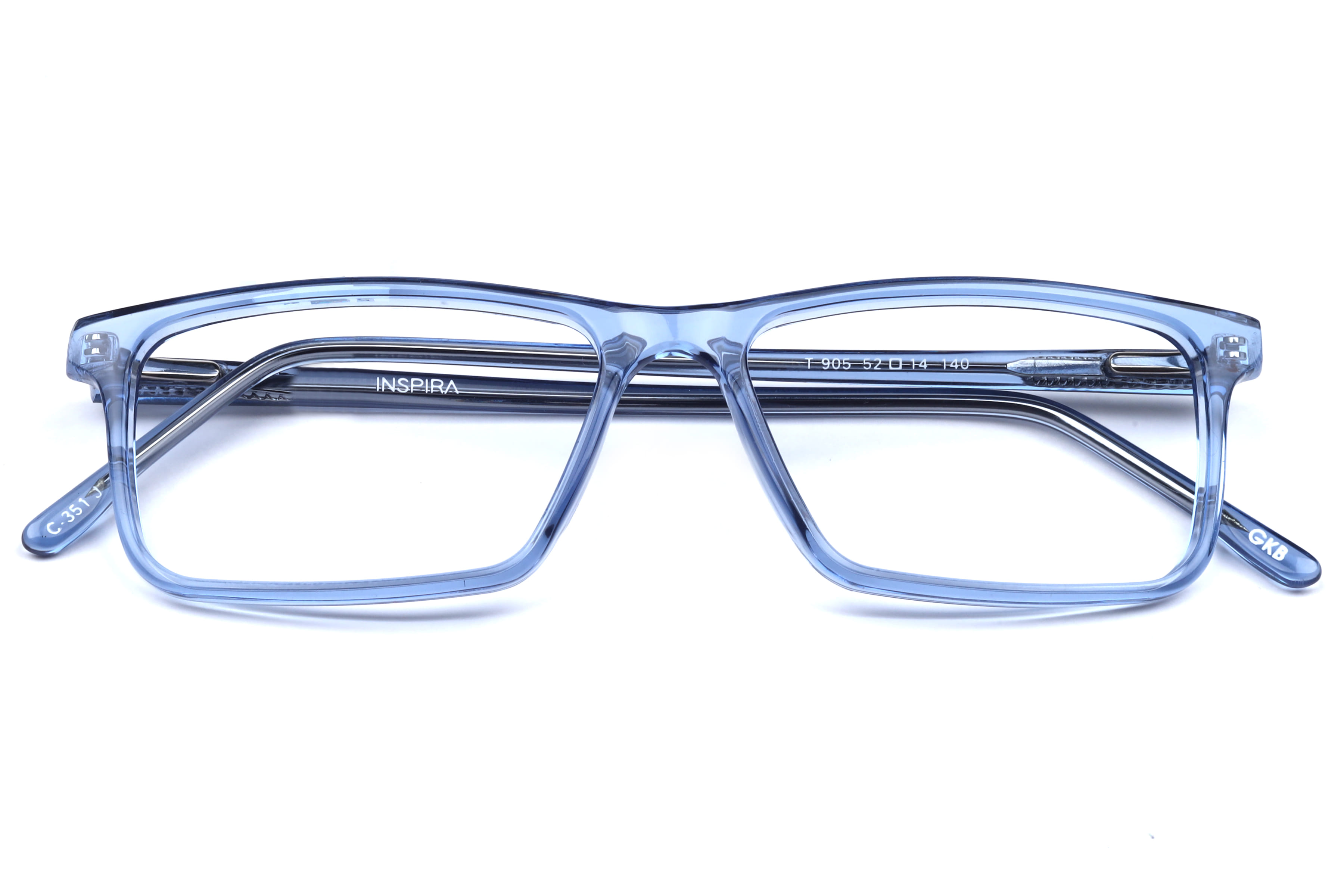 Inspira T 905 Frame Transparent Blue Unisex Full Shell Frame — Transparent Blue frame — view 4