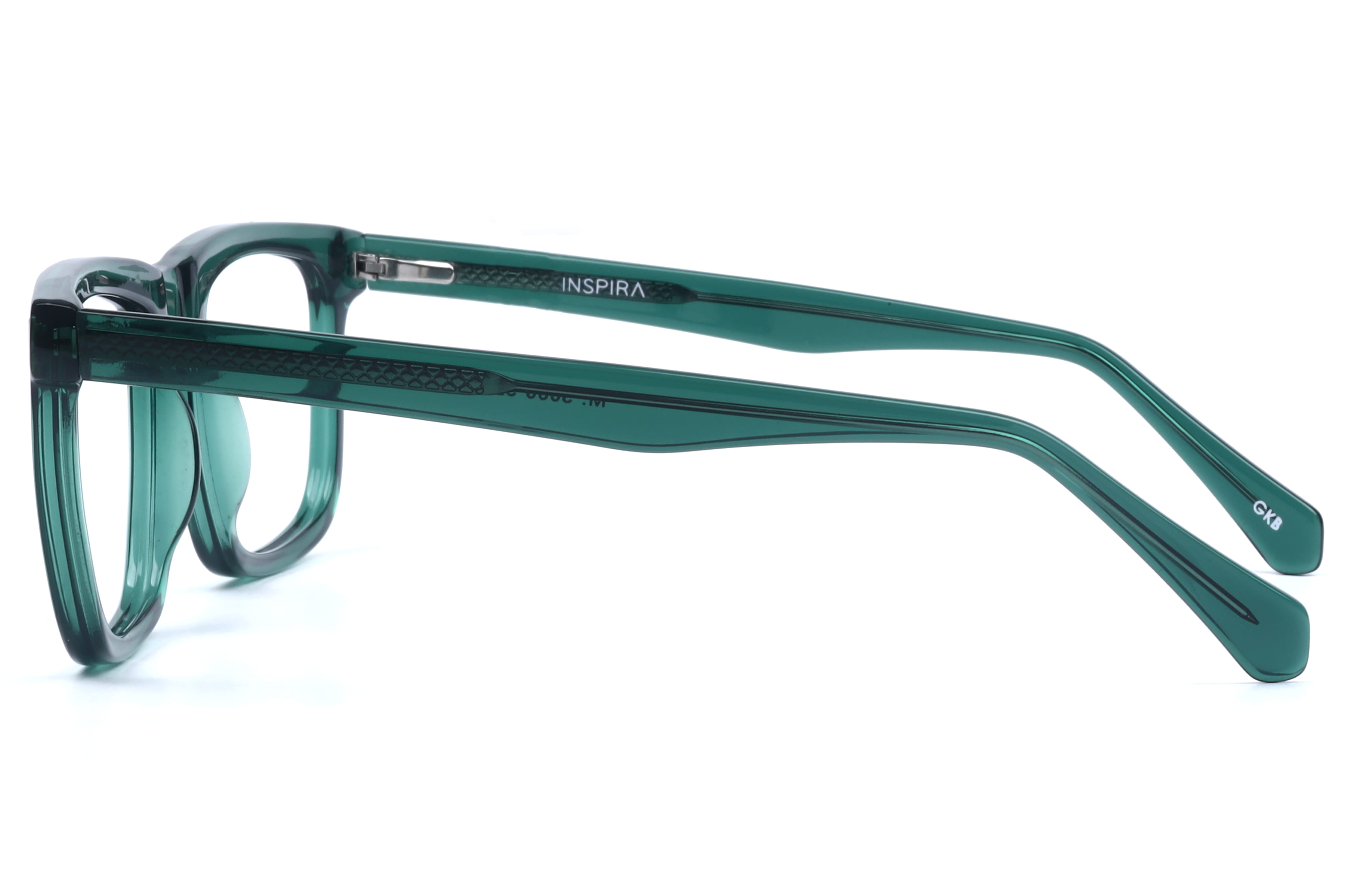 Inspira M.3006 Frame Transparent Green Male Full Shell Frame — Transparent Green frame — view 3