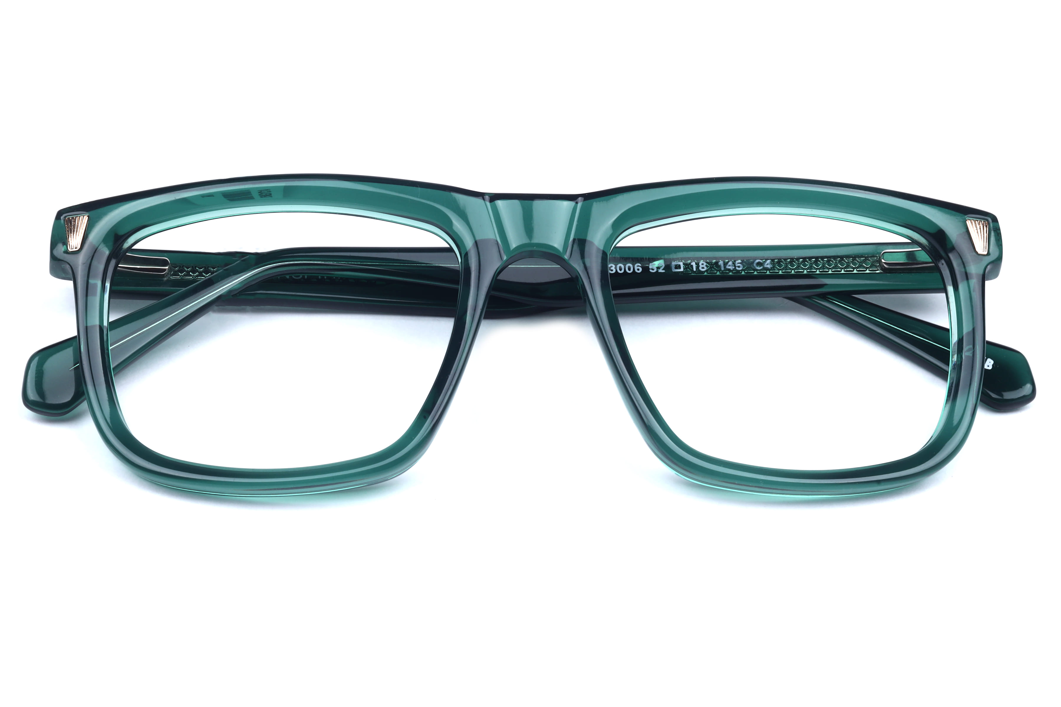 Inspira M.3006 Frame Transparent Green Male Full Shell Frame — Transparent Green frame — view 4