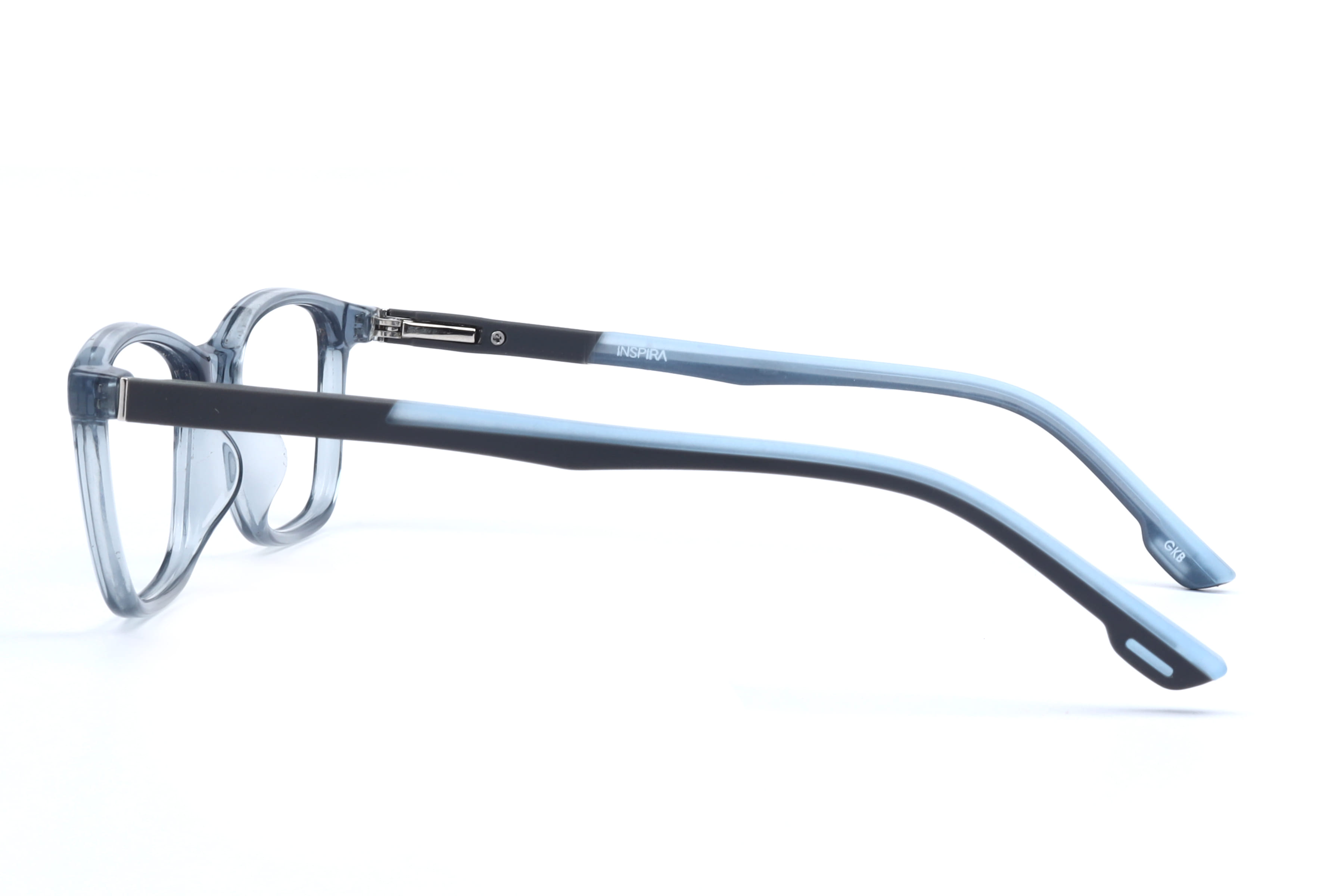 Inspira H6504 Frame Transparent Grey Unisex Full Rubber Frame — Transparent Grey frame — view 3