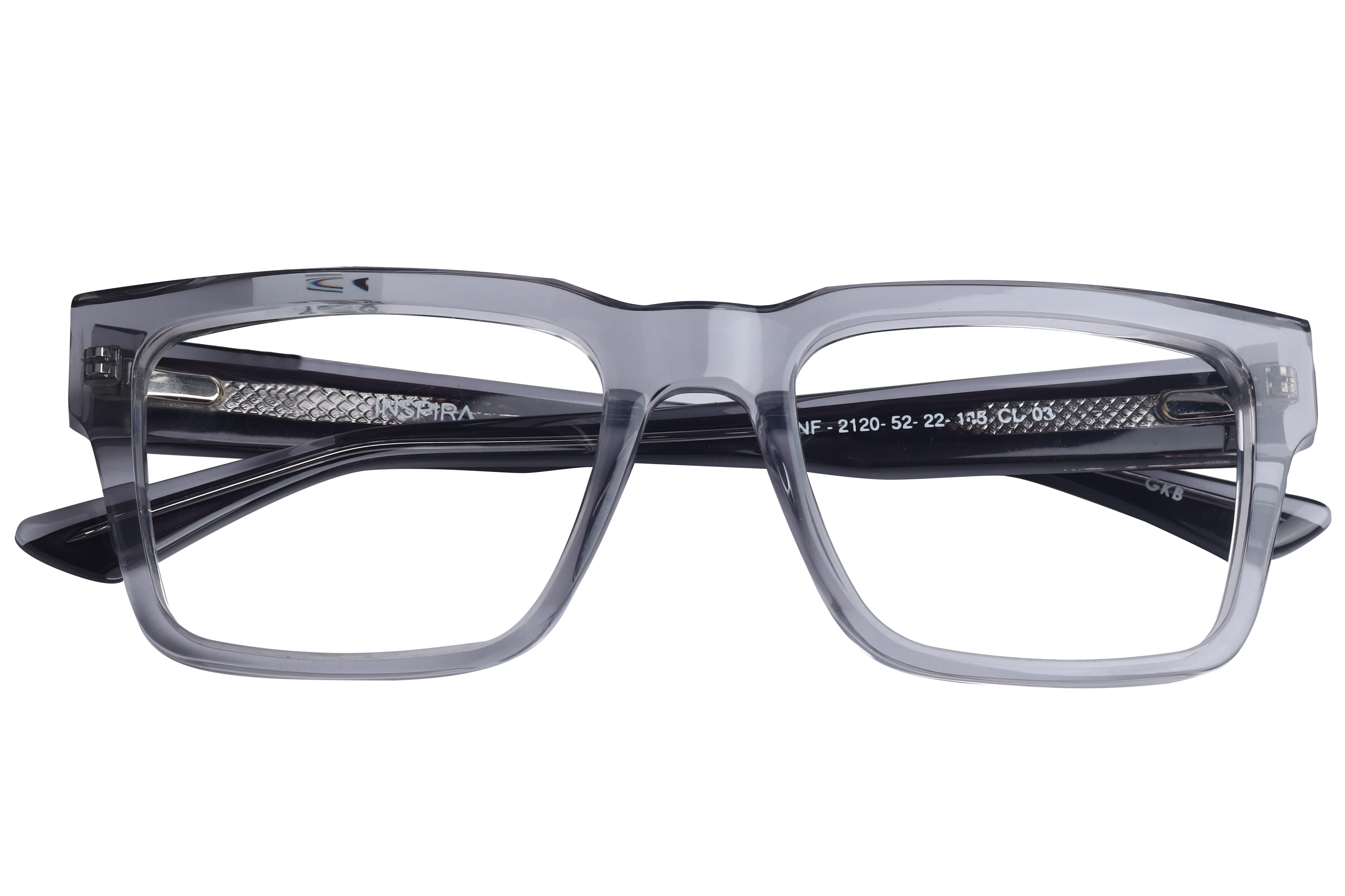 Inspira F2120 Frame Transparent Grey Male Full Shell Frame — Transparent Grey frame — view 4