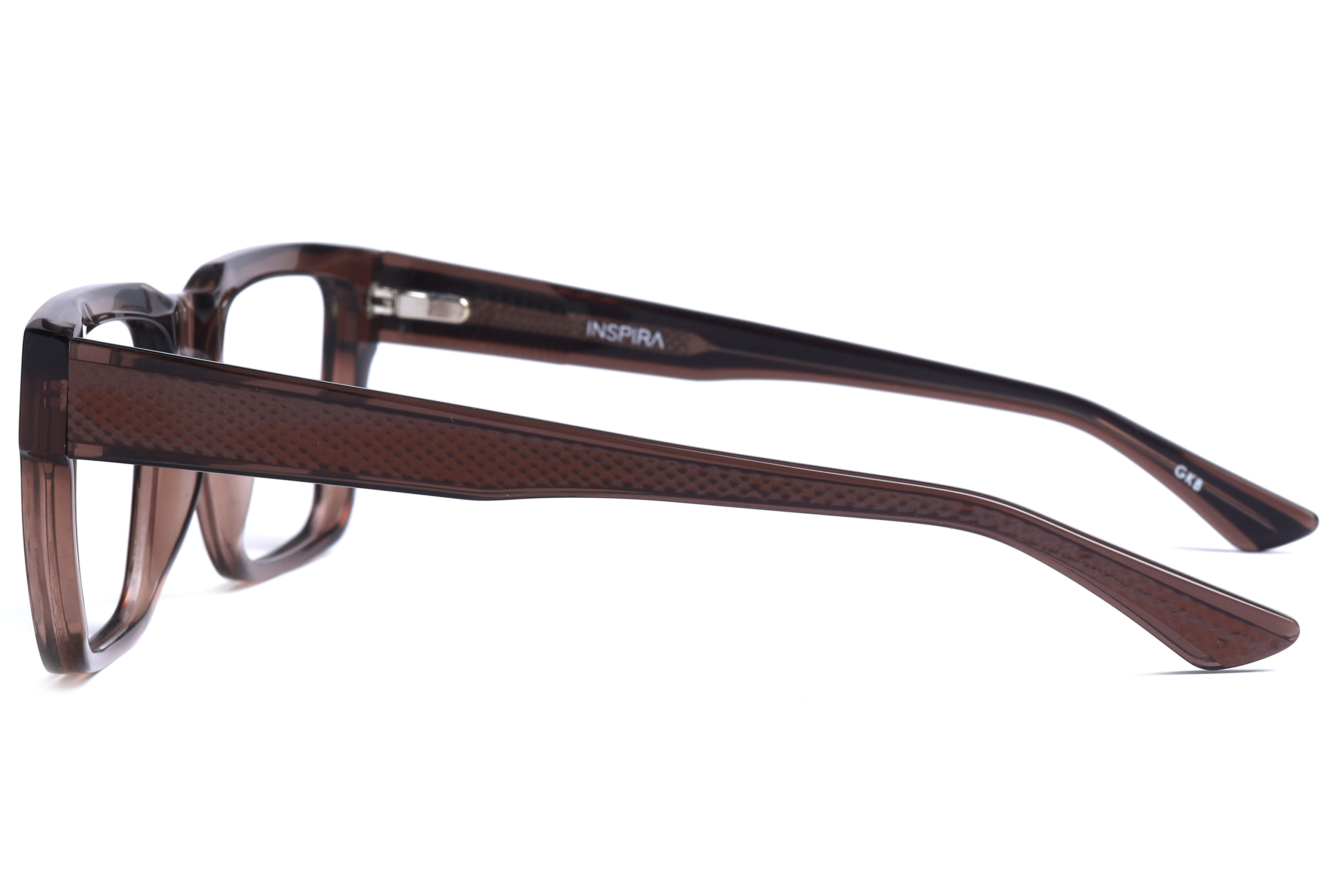Inspira F2120 Frame Transparent Brown Male Full Shell Frame — Transparent Brown frame — view 3