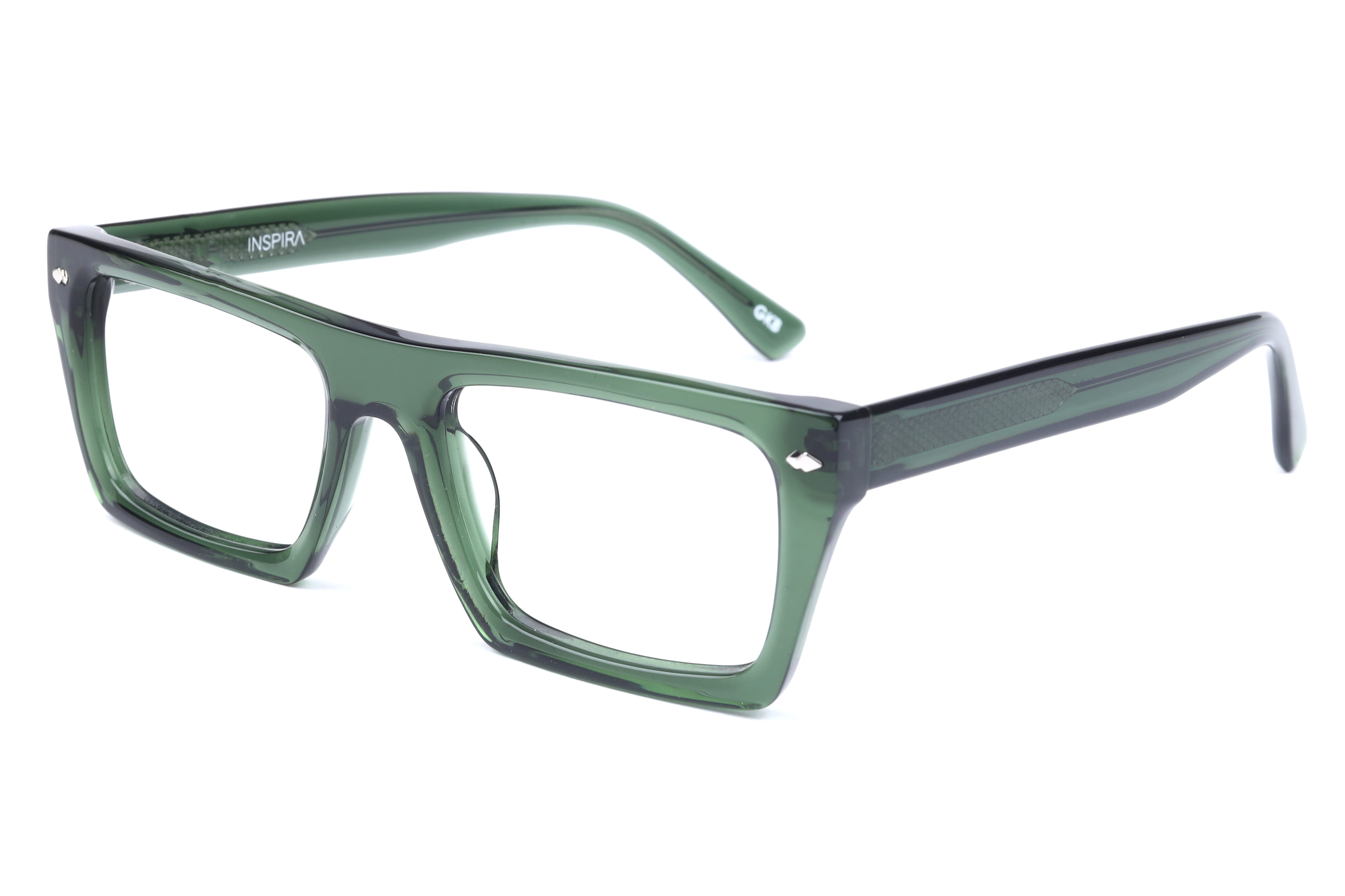 Inspira OLD0133A Frame Transparent Green Unisex Full Shell Frame — Transparent Green frame — view 1