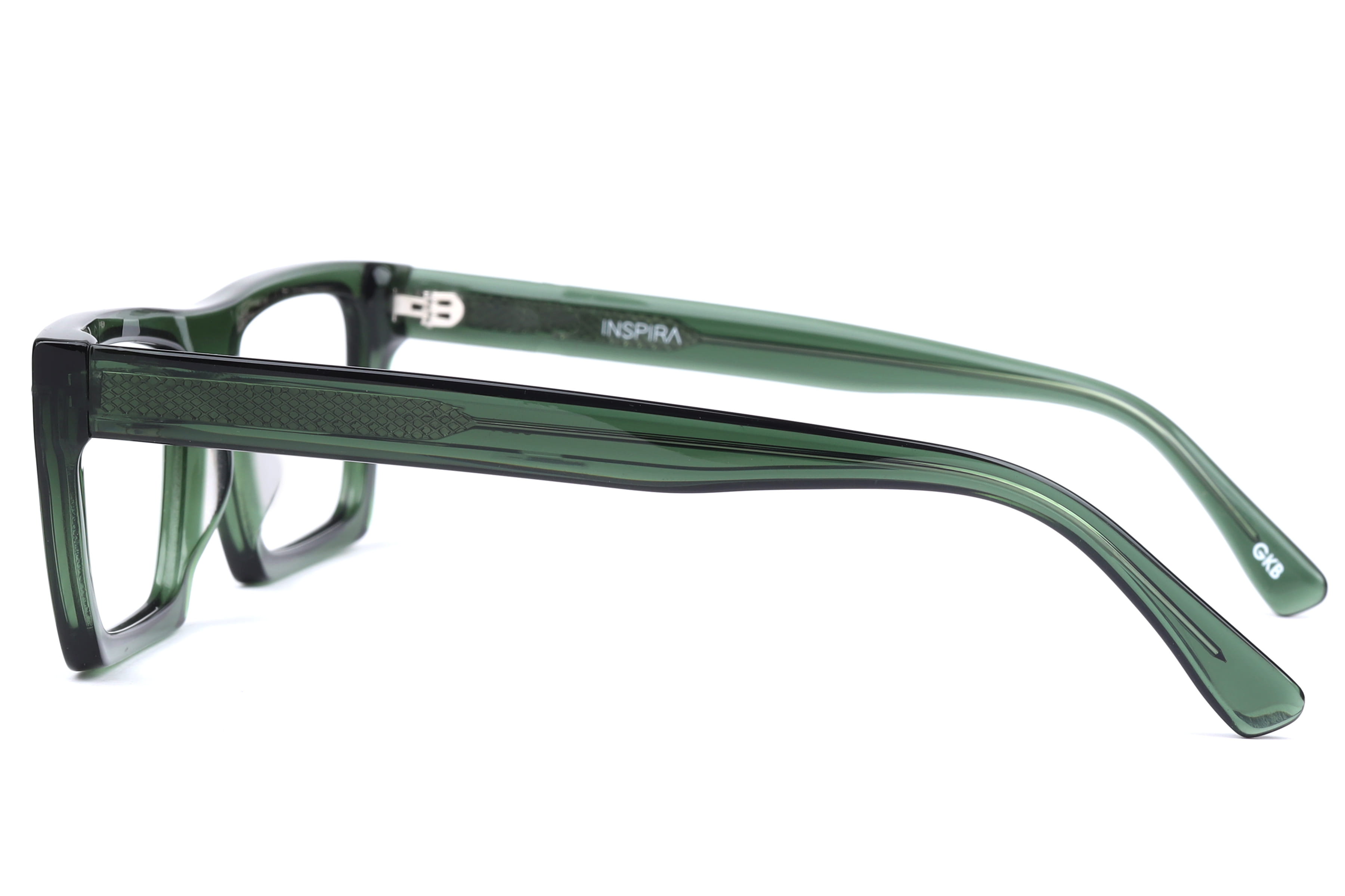 Inspira OLD0133A Frame Transparent Green Unisex Full Shell Frame — Transparent Green frame — view 3