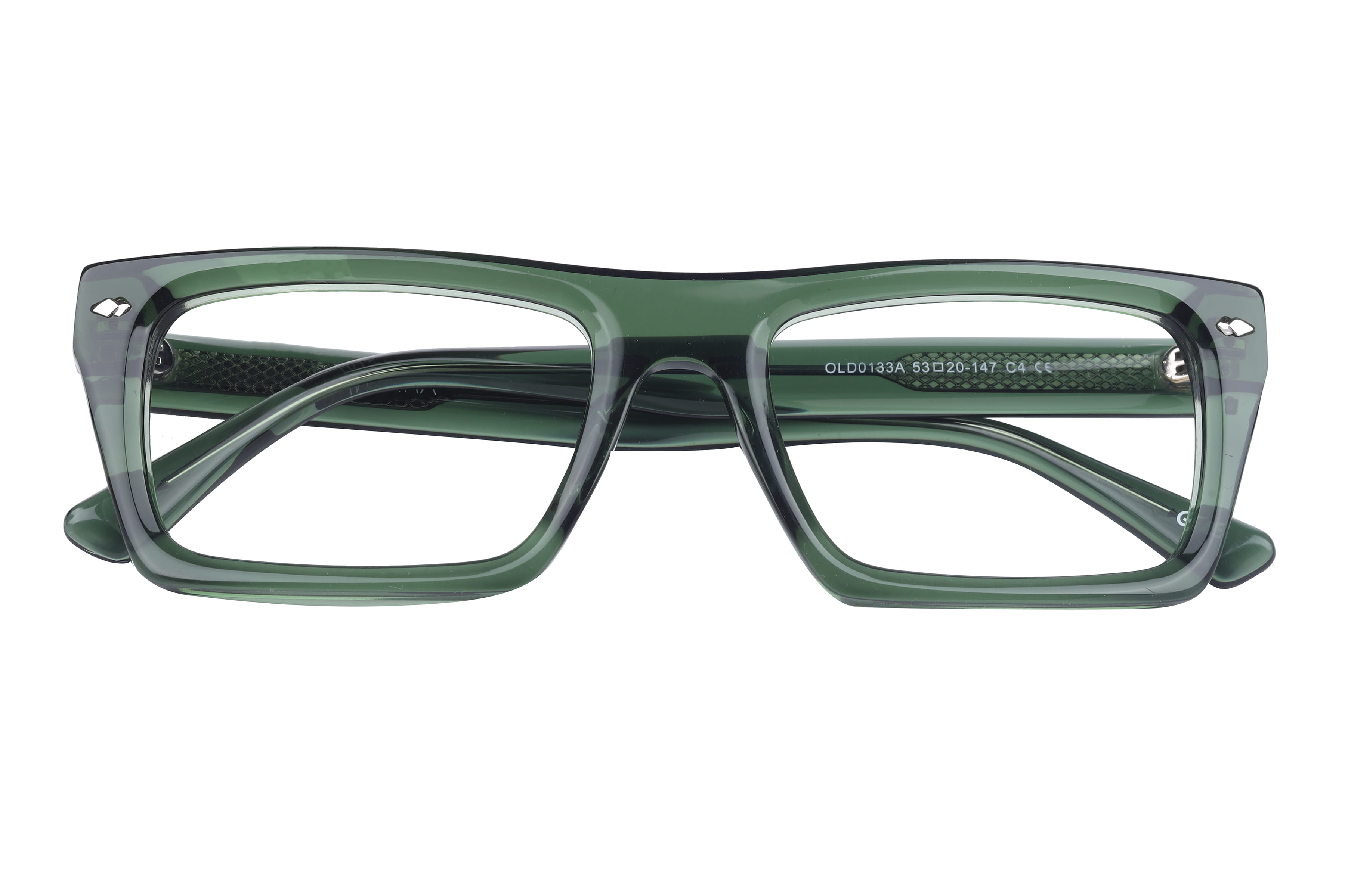 Inspira OLD0133A Frame Transparent Green Unisex Full Shell Frame — Transparent Green frame — view 4