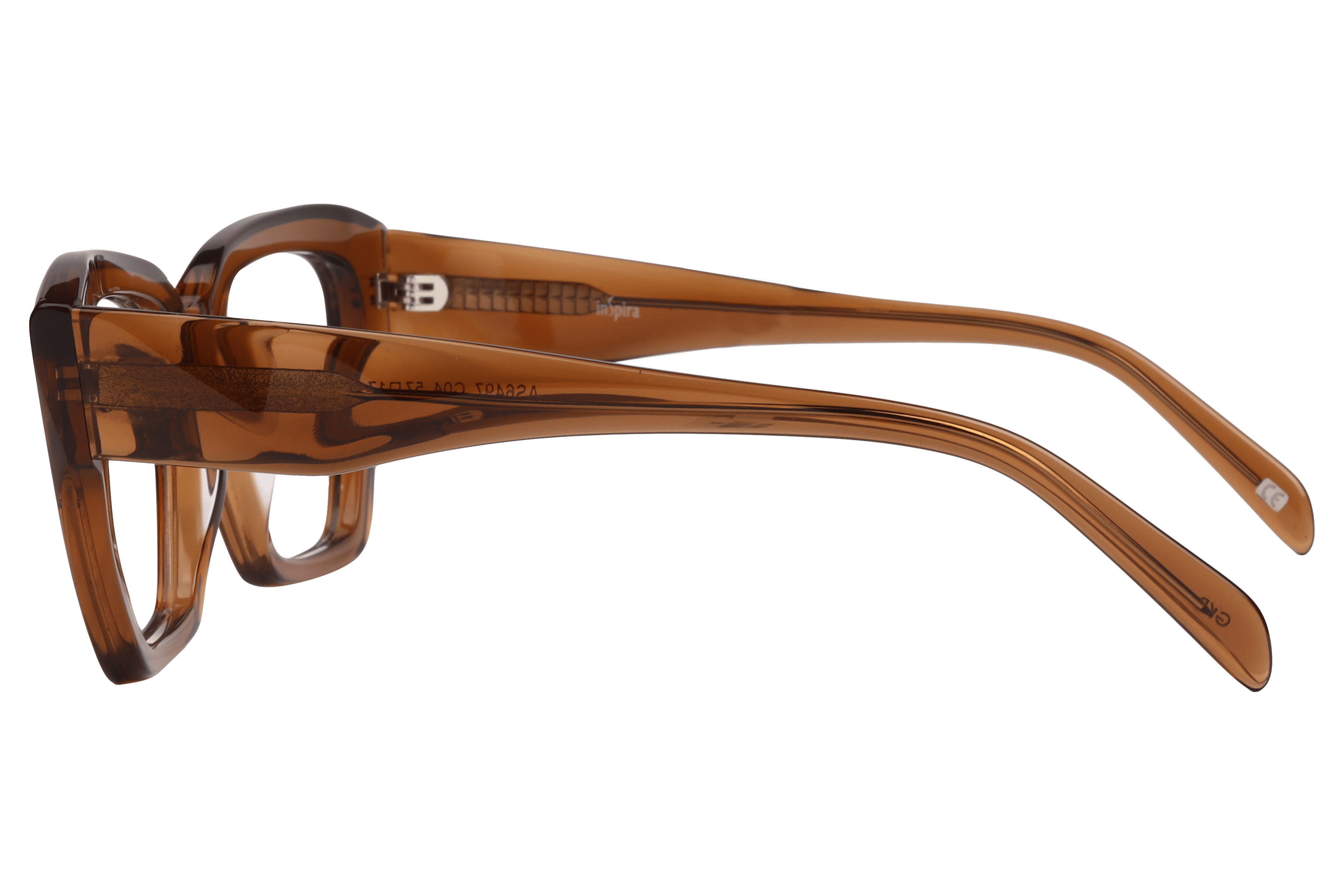 Inspira AS6497 Frame Transparent Brown Unisex Full Shell Frame — Transparent Brown frame — view 3