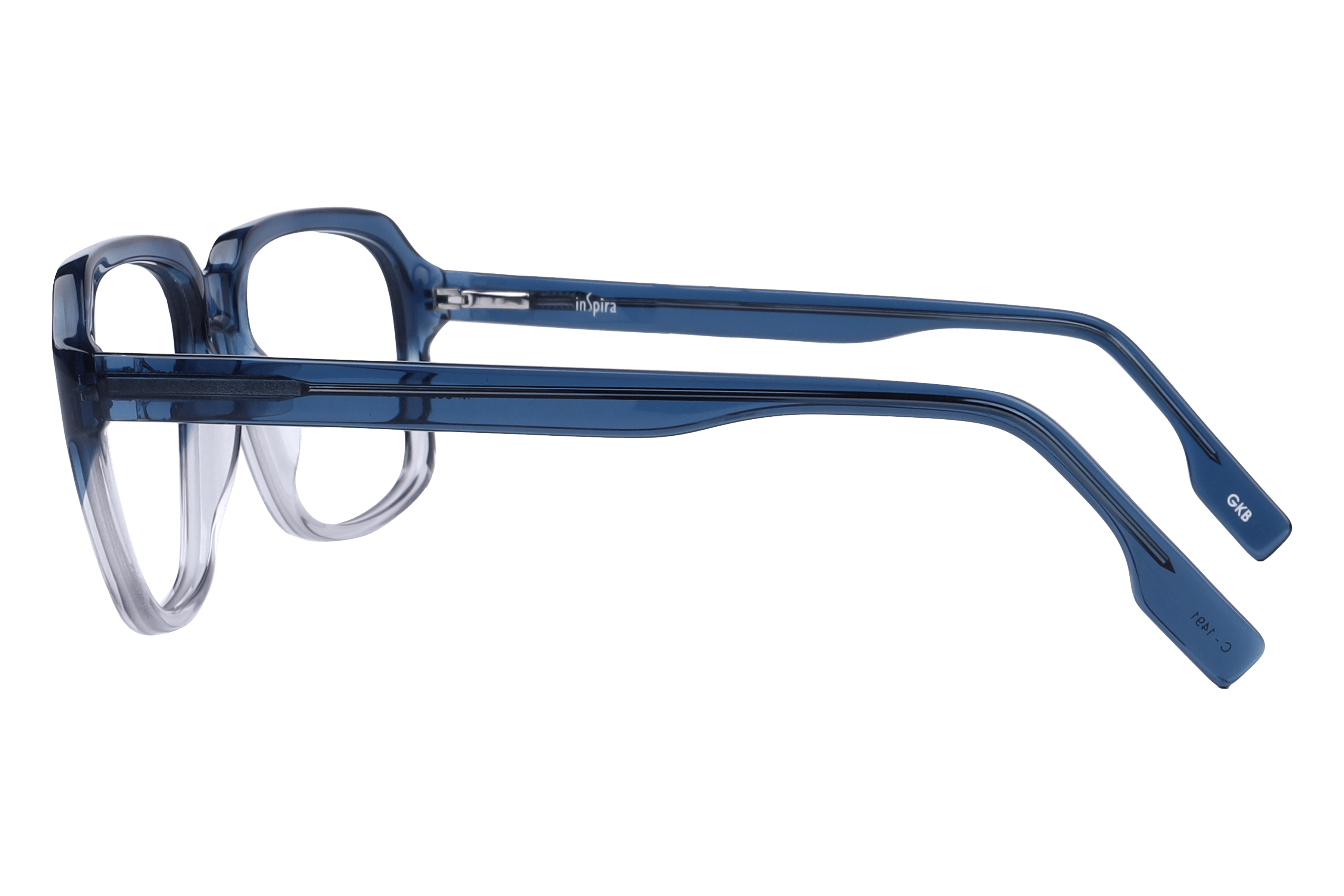 Inspira M-3326 Frame Transparent Blue Male Full Shell Frame — Transparent Blue frame — view 3