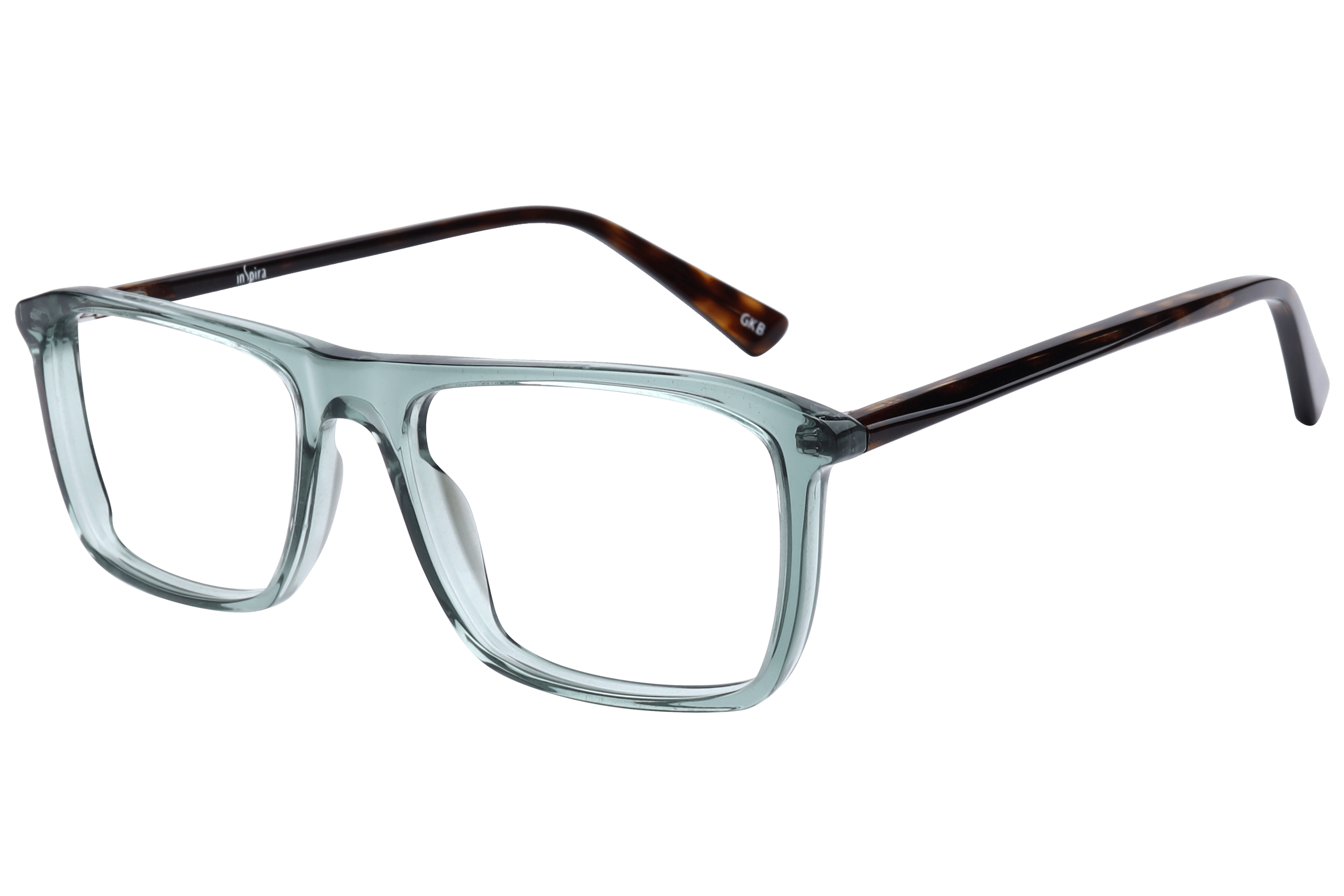 Inspira F2038 Frame Transparent Green Male Full Shell — Black frame