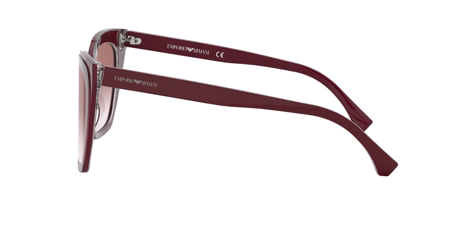 Emporio Armani EA4127 Sunglass Maroon Female Full Shell Sunglass — Maroon frame — view 4