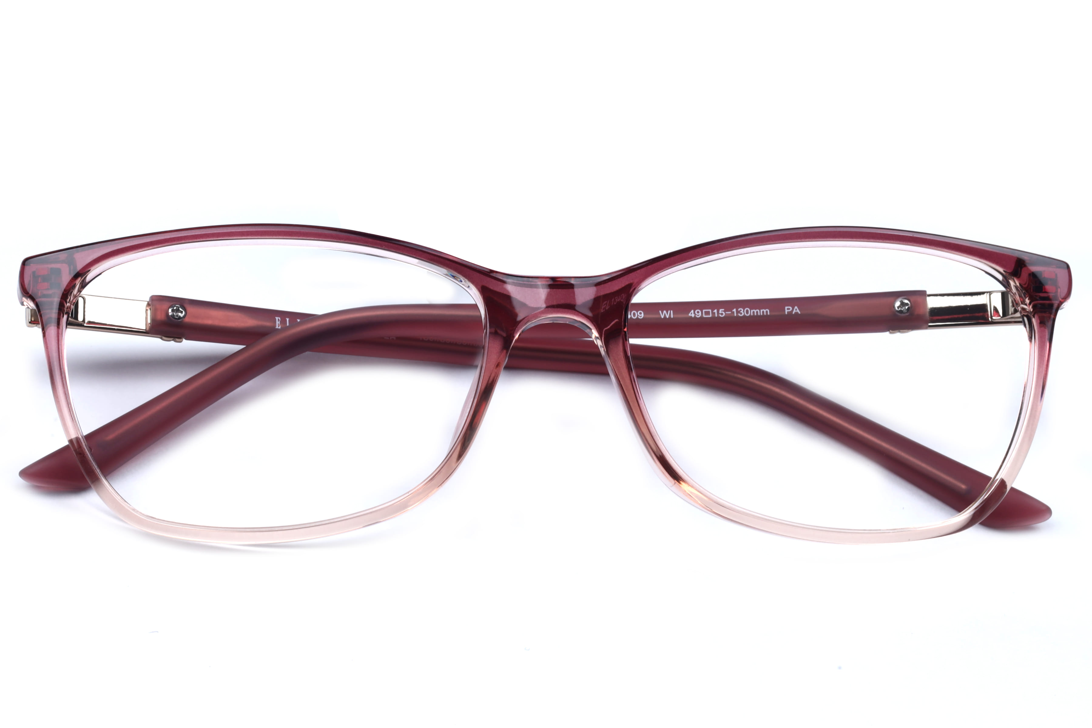 Elle EL 13409 Frame Transparent Maroon Female Full Shell Frame — Transparent Maroon frame — view 3