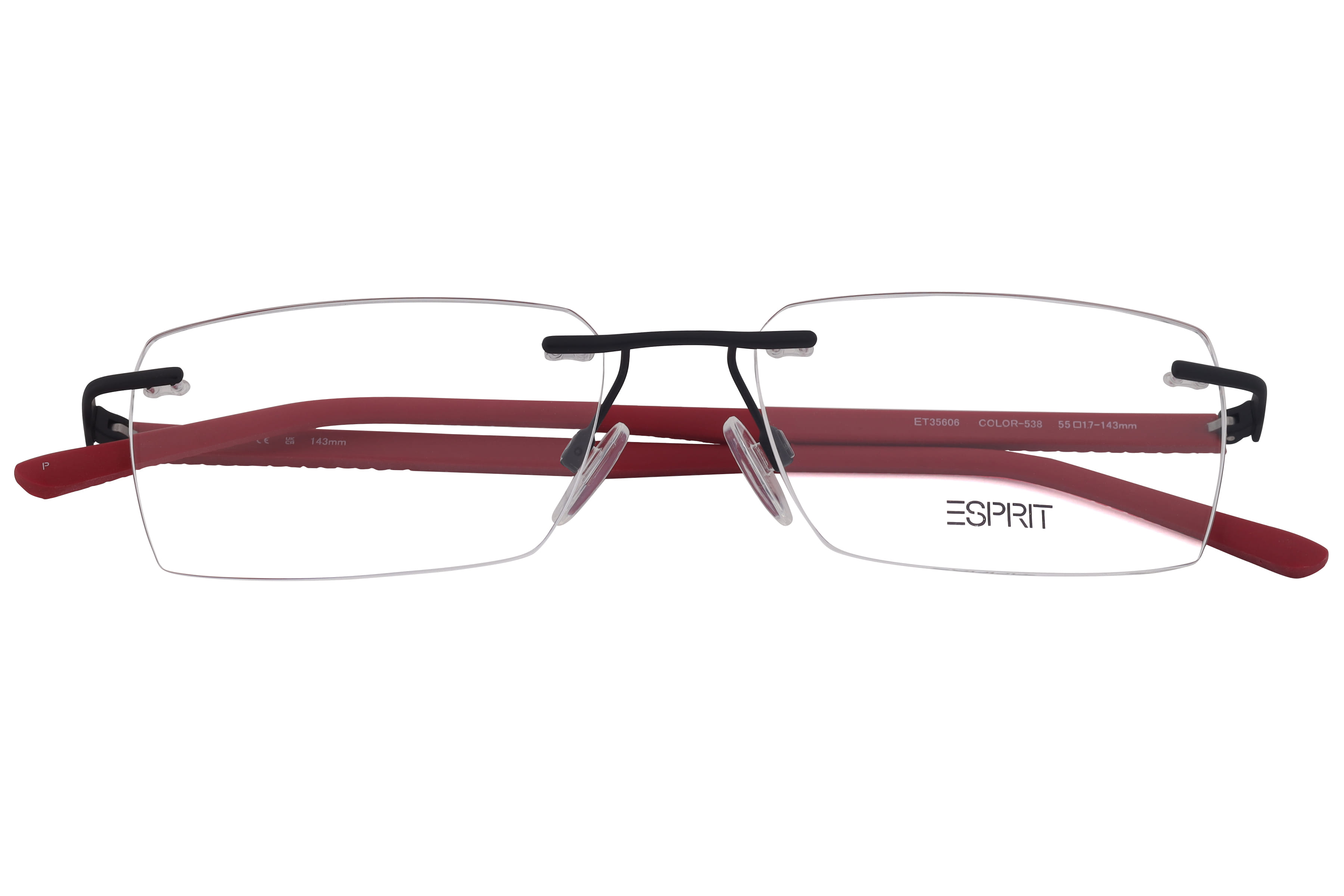Esprit ET35606 Frame Matt Black Male RimLess Shell Frame — Matt Black frame — view 3