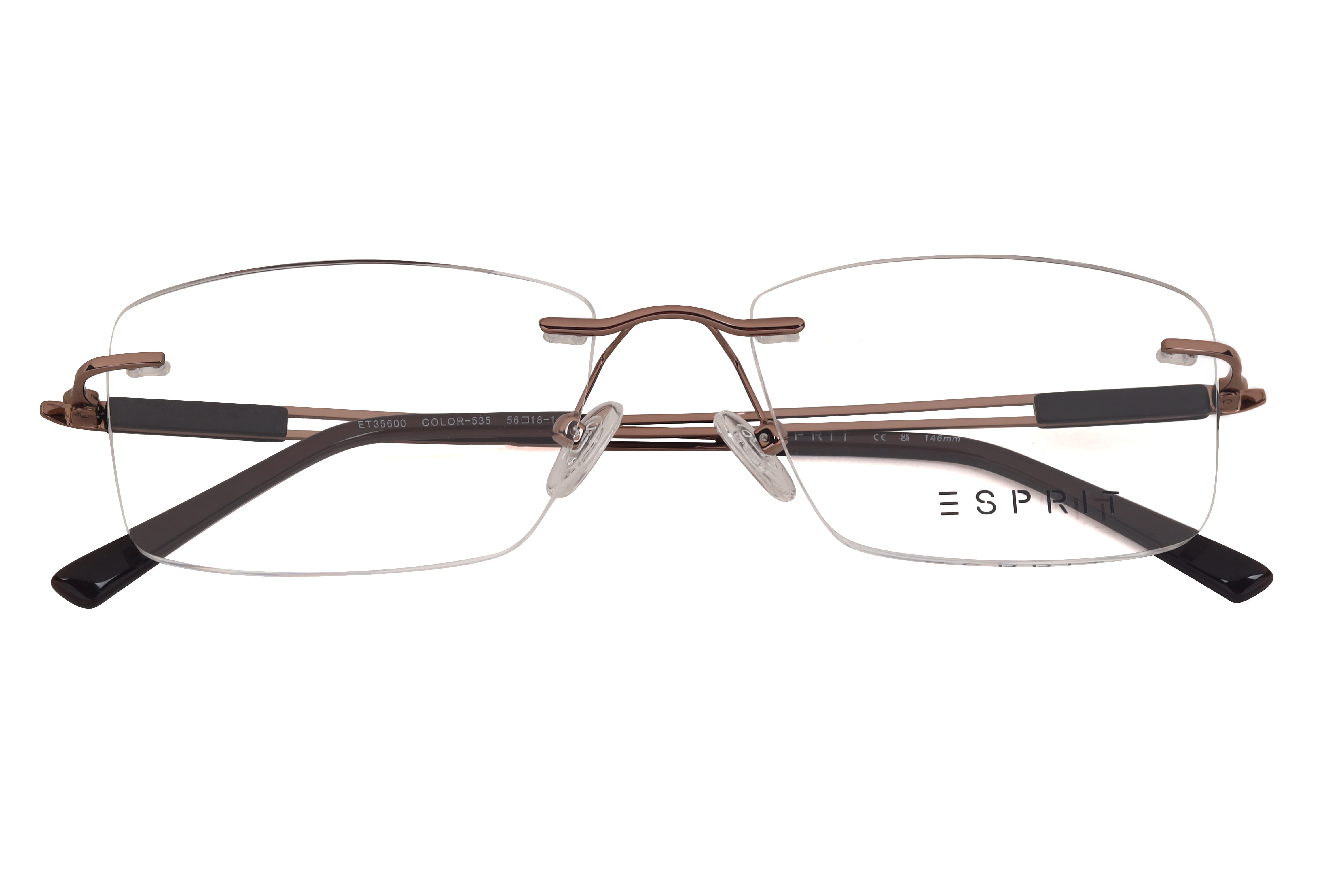 Esprit ET35600 Frame Brown Male RimLess Metal Frame — Brown frame — view 2