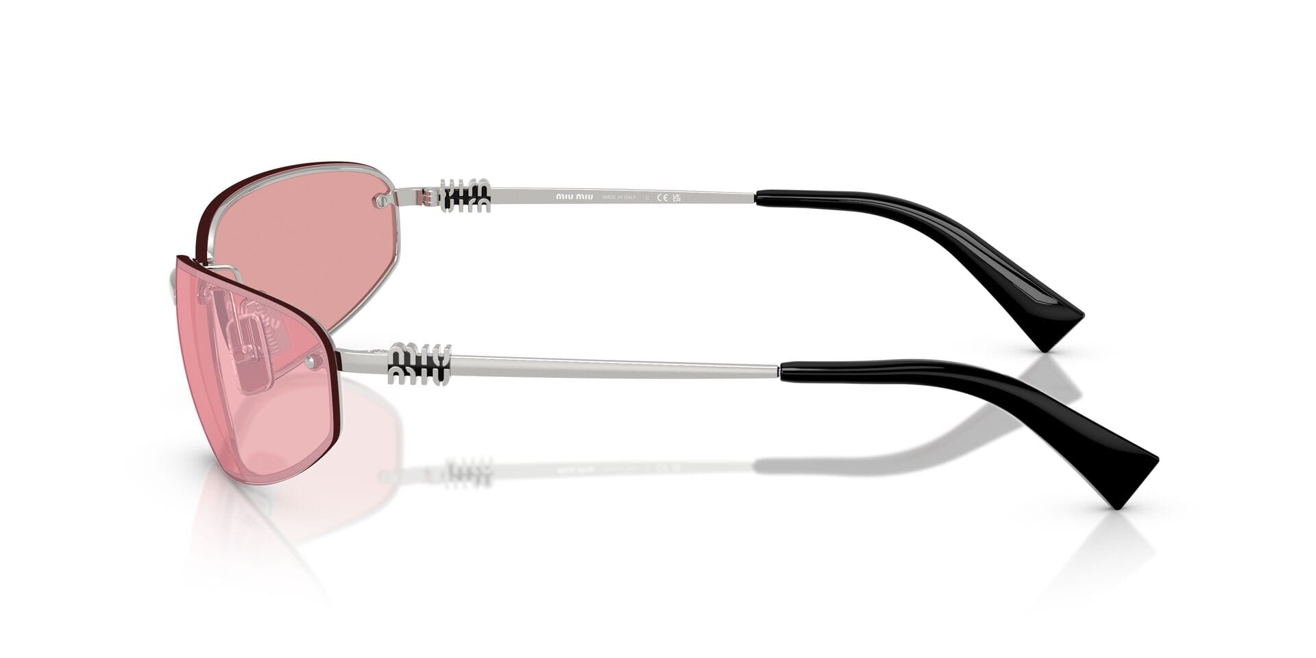 Miu Miu 0MU A50S Sunglass Silver Female RimLess Metal Sunglass — Silver frame — view 8