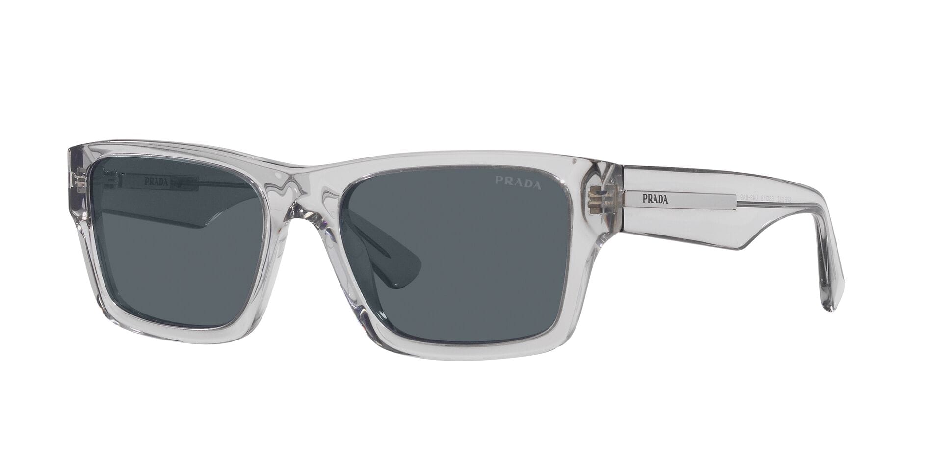 Prada 0PR25ZS Sunglass Transparent Grey Male Full Shell Sunglass — Transparent Grey frame — view 1