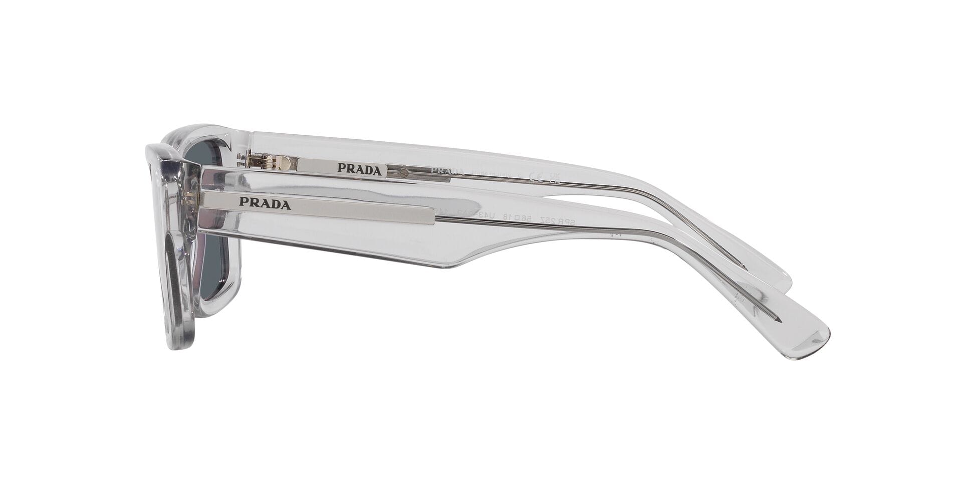 Prada 0PR25ZS Sunglass Transparent Grey Male Full Shell Sunglass — Transparent Grey frame — view 7