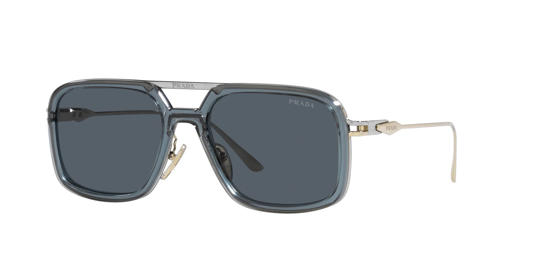 Prada 0PR 57ZS Sunglass Transparent Blue Male Full Metal Sunglass — Transparent Blue frame — view 1