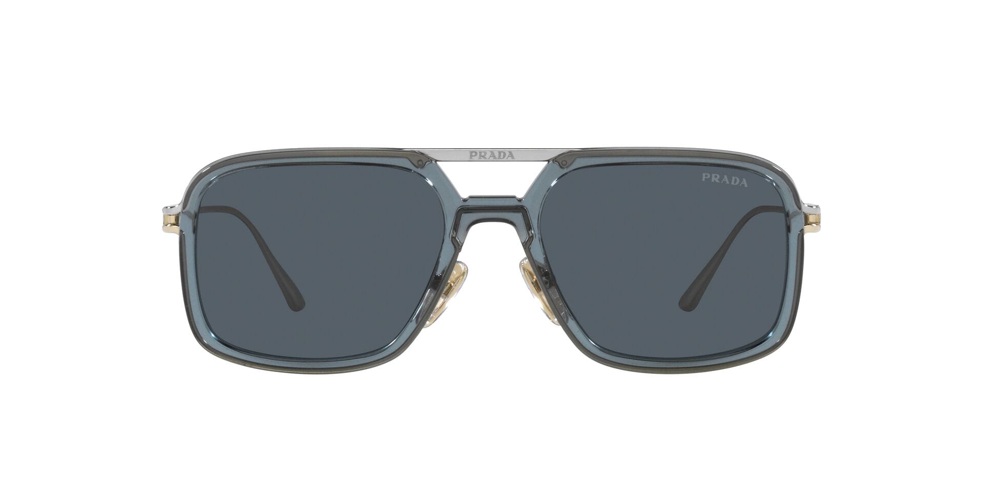 Prada 0PR 57ZS Sunglass Transparent Blue Male Full Metal Sunglass — Transparent Blue frame — view 6