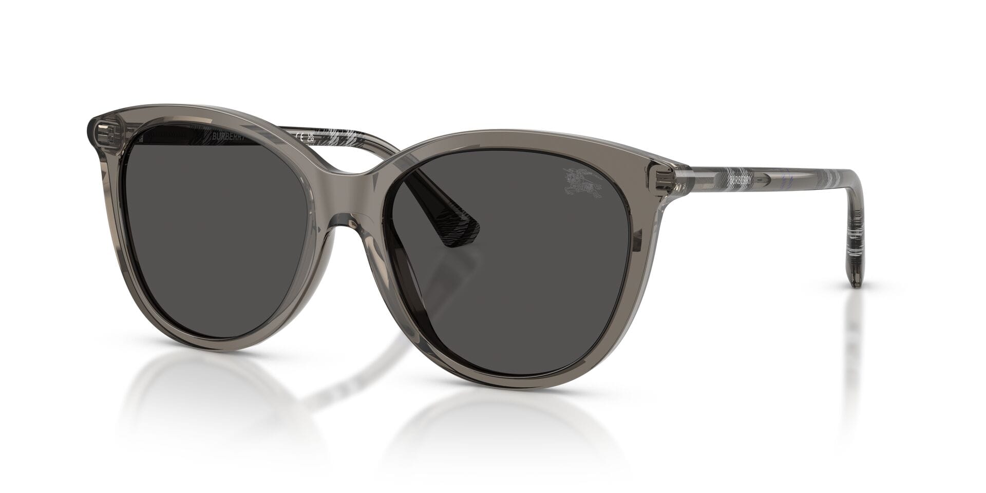 Burberry 0BE4455 Sunglass Transparent Grey Female Full Shell Sunglass — Transparent Grey frame — view 5