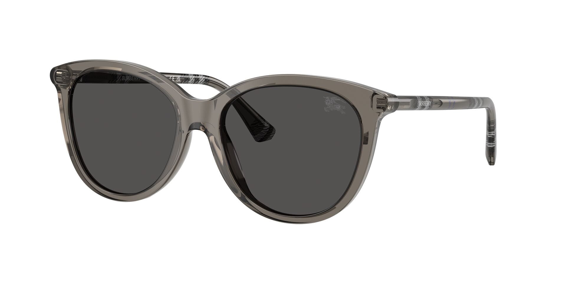 Burberry 0BE4455 Sunglass Transparent Grey Female Full Shell Sunglass — Transparent Grey frame — view 8