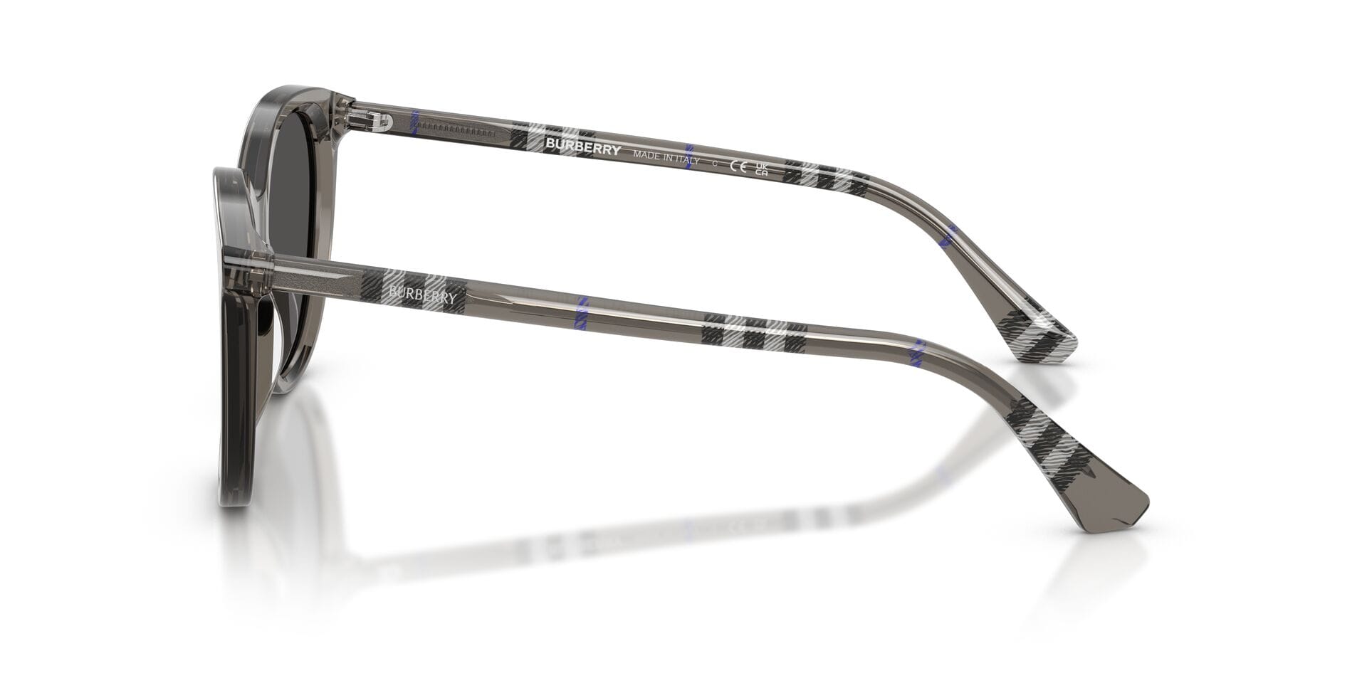 Burberry 0BE4455 Sunglass Transparent Grey Female Full Shell Sunglass — Transparent Grey frame — view 13