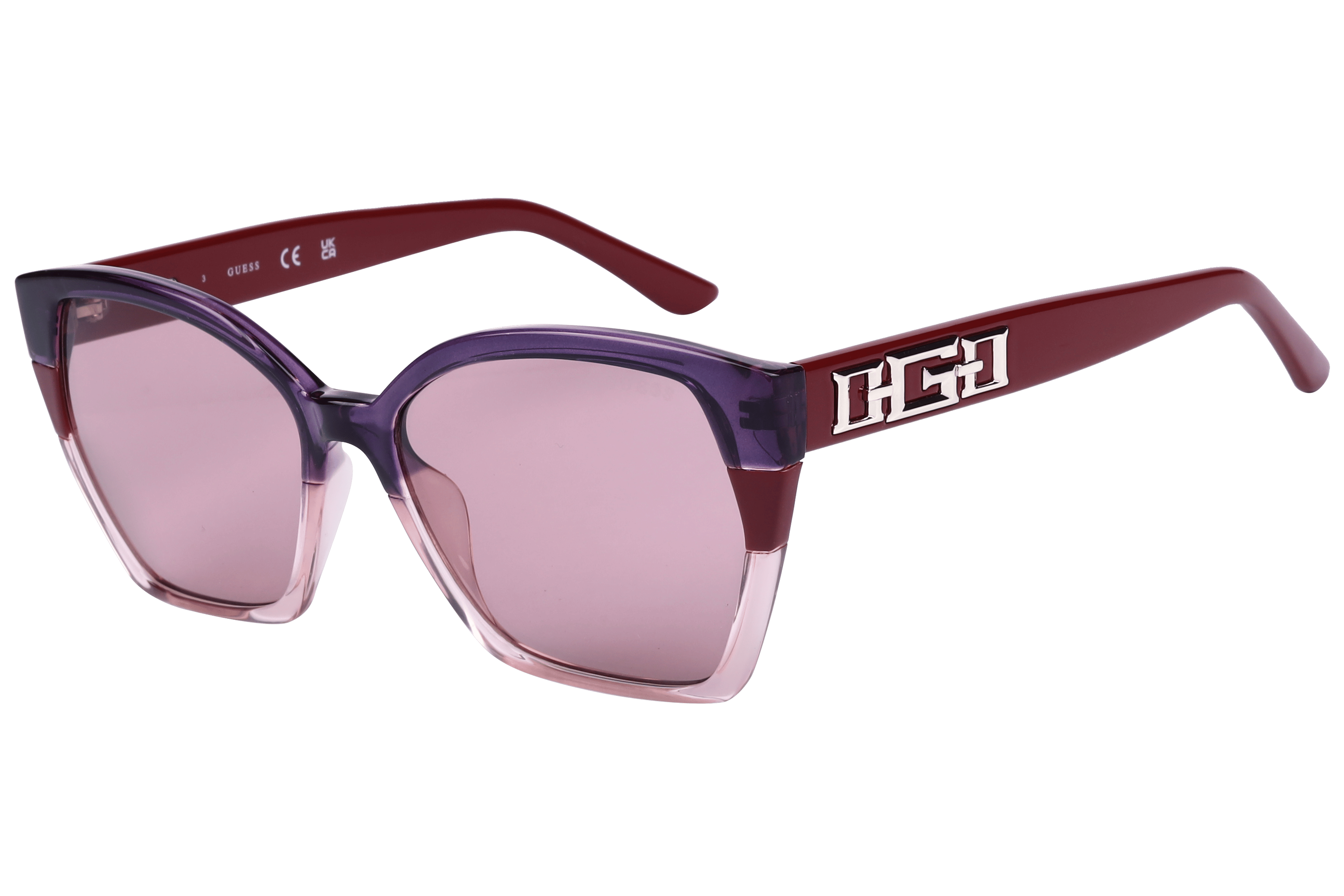 Guess GU7912 Sunglass Transparent Violet Female Full Shell — Transparent Violet frame