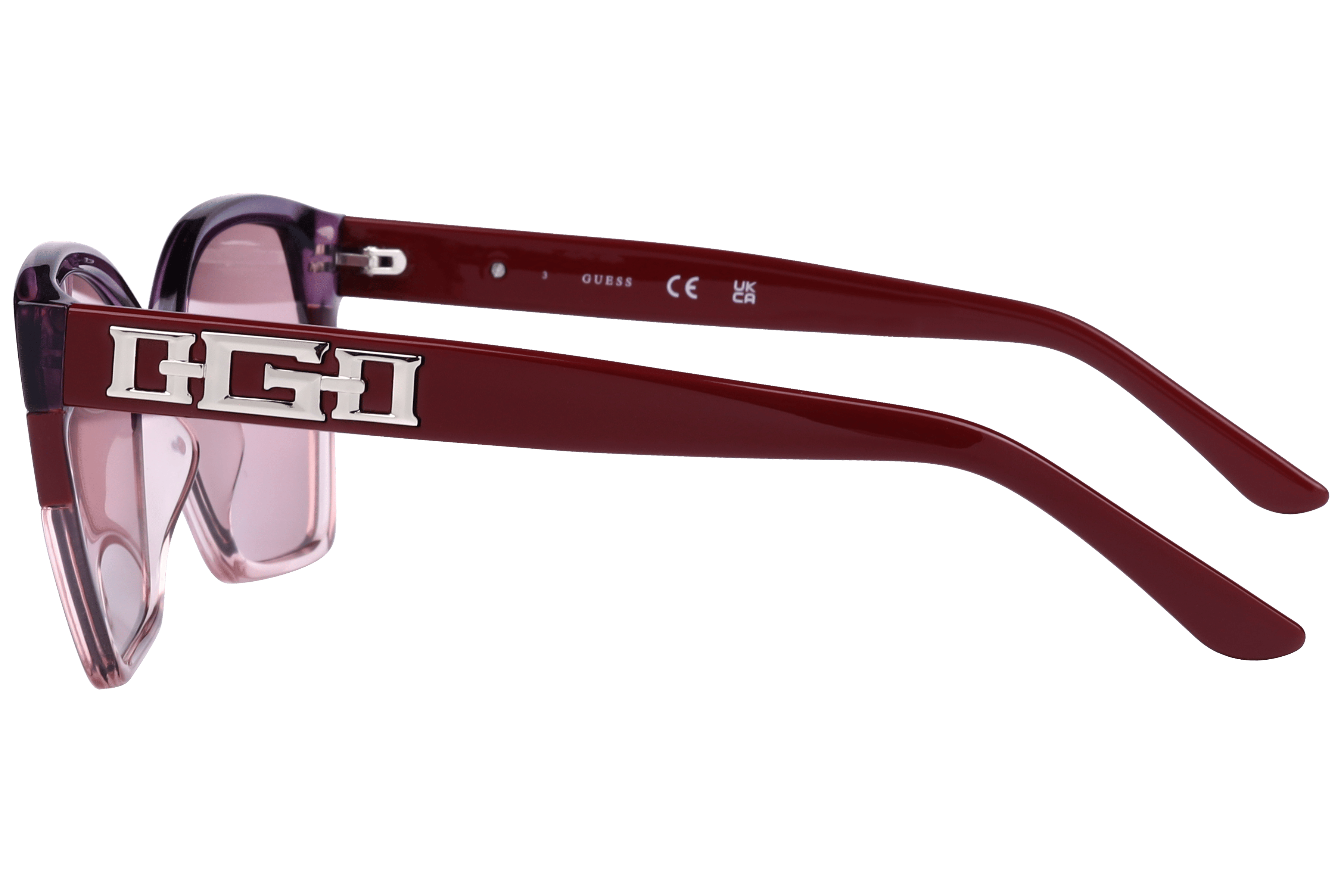 Guess GU7912 Sunglass Transparent Violet Female Full Shell Sunglass — Transparent Violet frame — view 5
