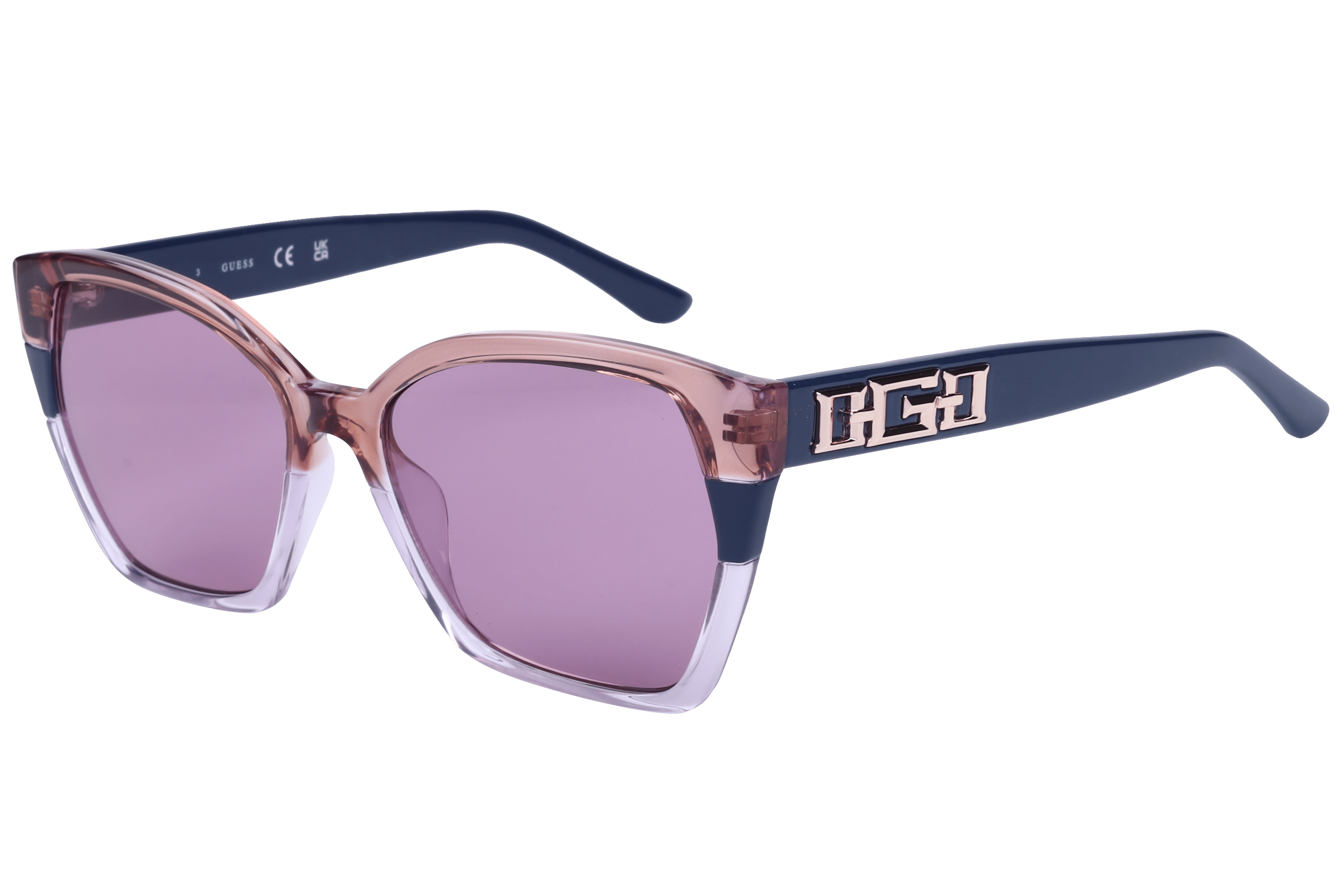 Guess GU7912 Sunglass Transparent Pink Female Full Shell — Transparent Pink frame