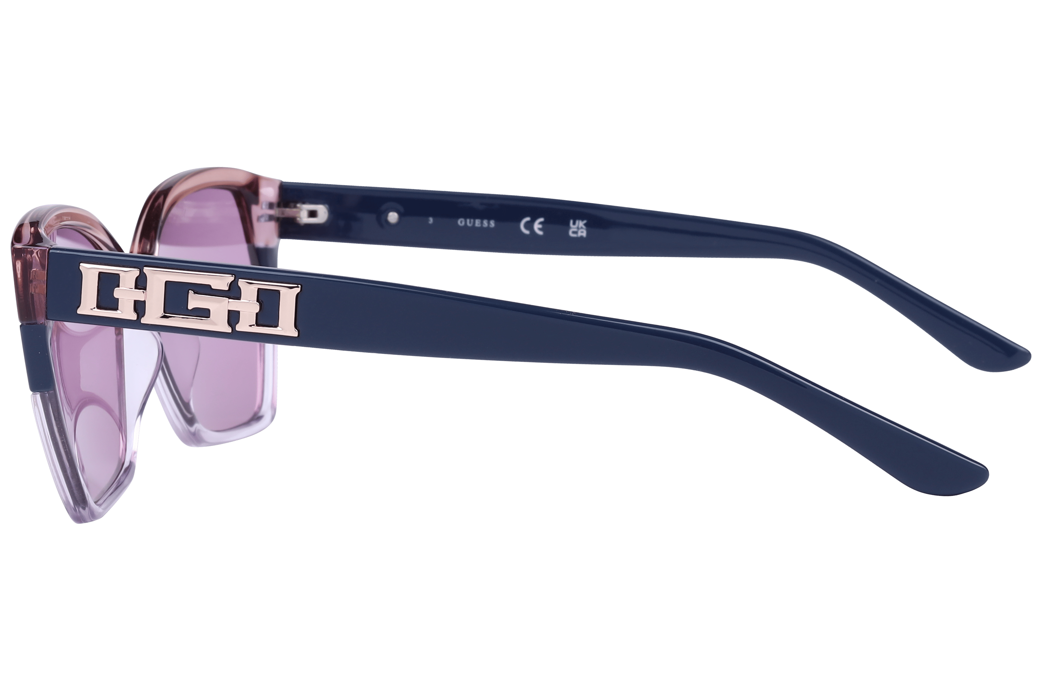 Guess GU7912 Sunglass Transparent Pink Female Full Shell Sunglass — Transparent Pink frame — view 6