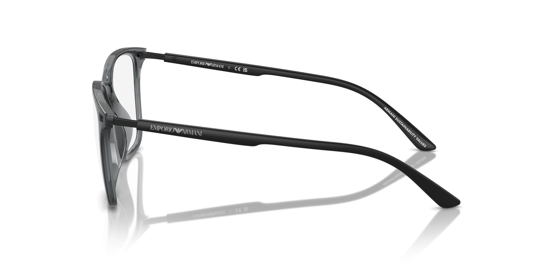 Emporio Armani FR Emporio Armani 0EA3242U Frame Transparent Black Male Shell S Frame — view 5