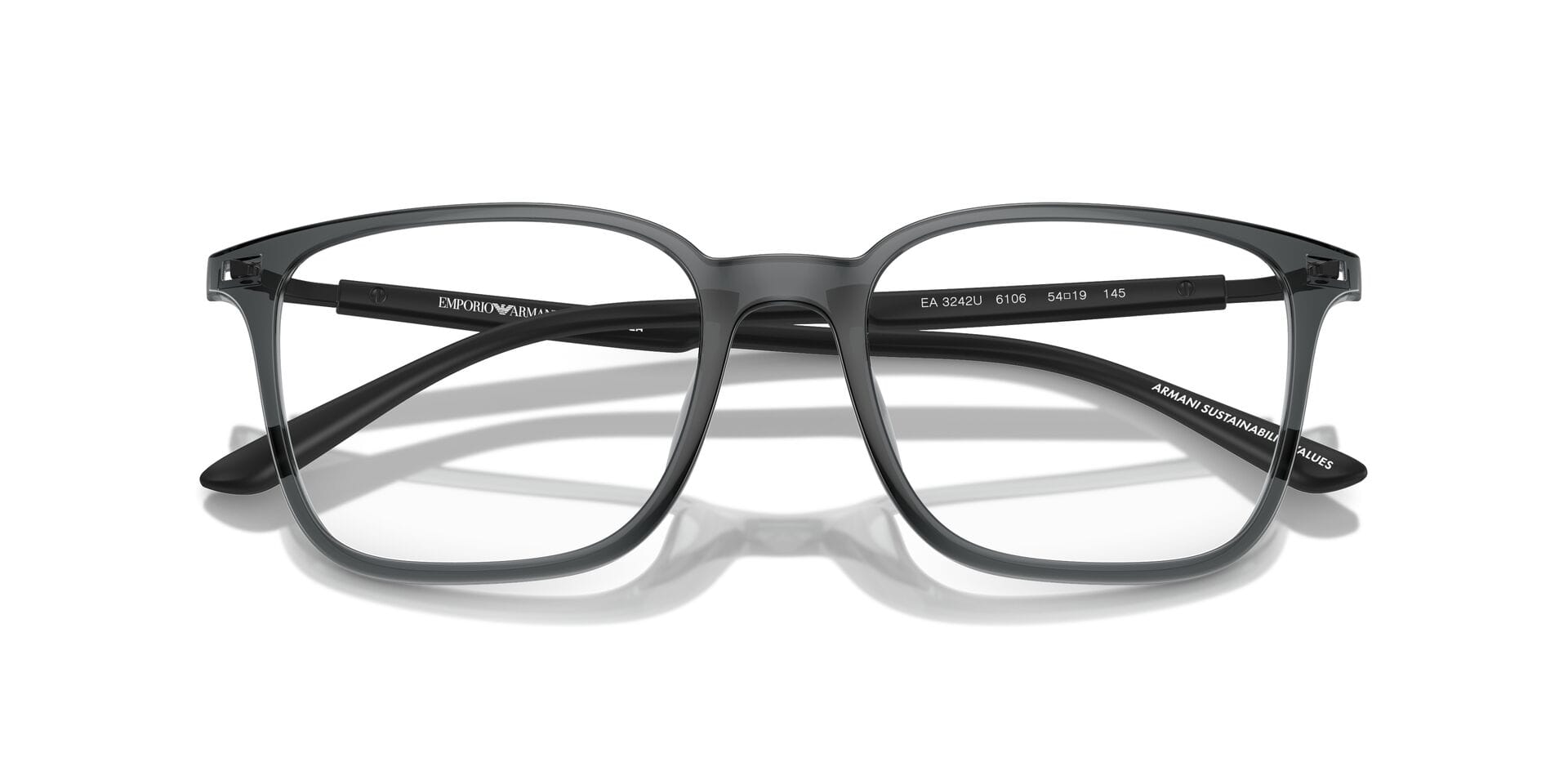 Emporio Armani FR Emporio Armani 0EA3242U Frame Transparent Black Male Shell S Frame — view 7