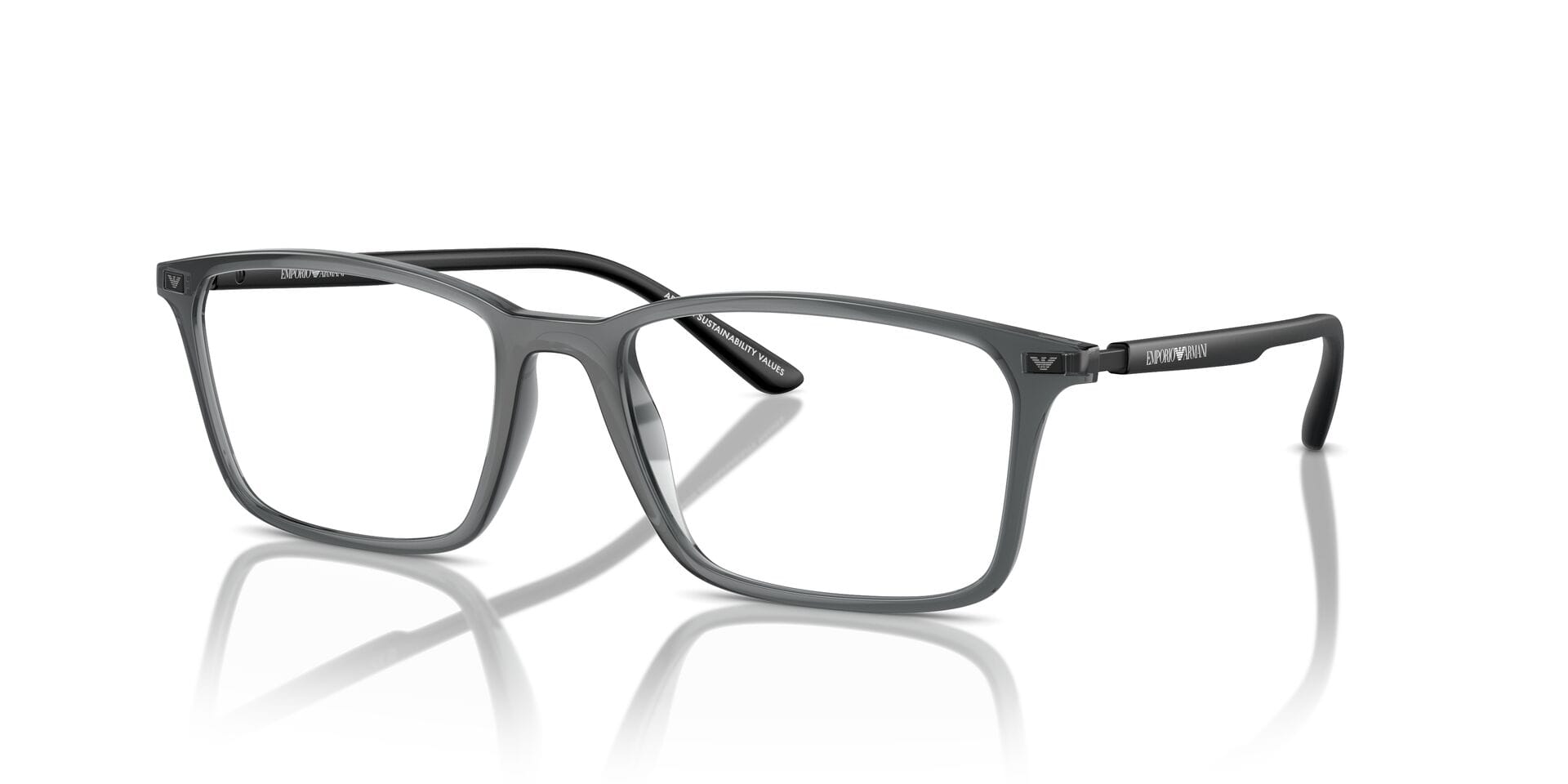 Emporio Armani 0EA3237 Frame Transparent Black Male Full She — Transparent Black frame