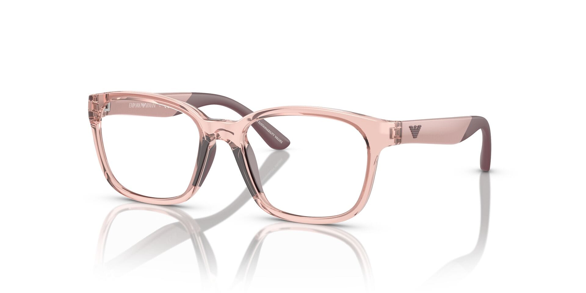 Emporio Armani 0EK3003 Frame Transparent Pink Female Full - Frame — Transparent Pink frame — view 4