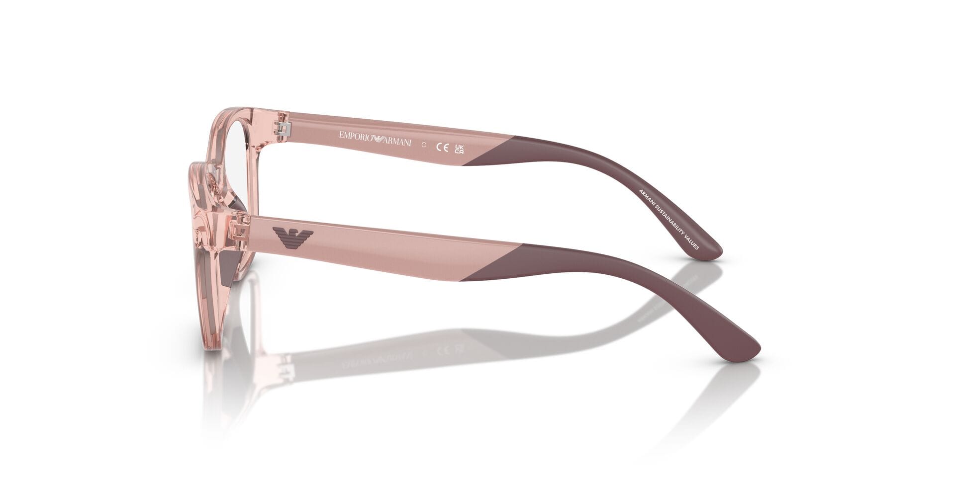 Emporio Armani 0EK3003 Frame Transparent Pink Female Full - Frame — Transparent Pink frame — view 9