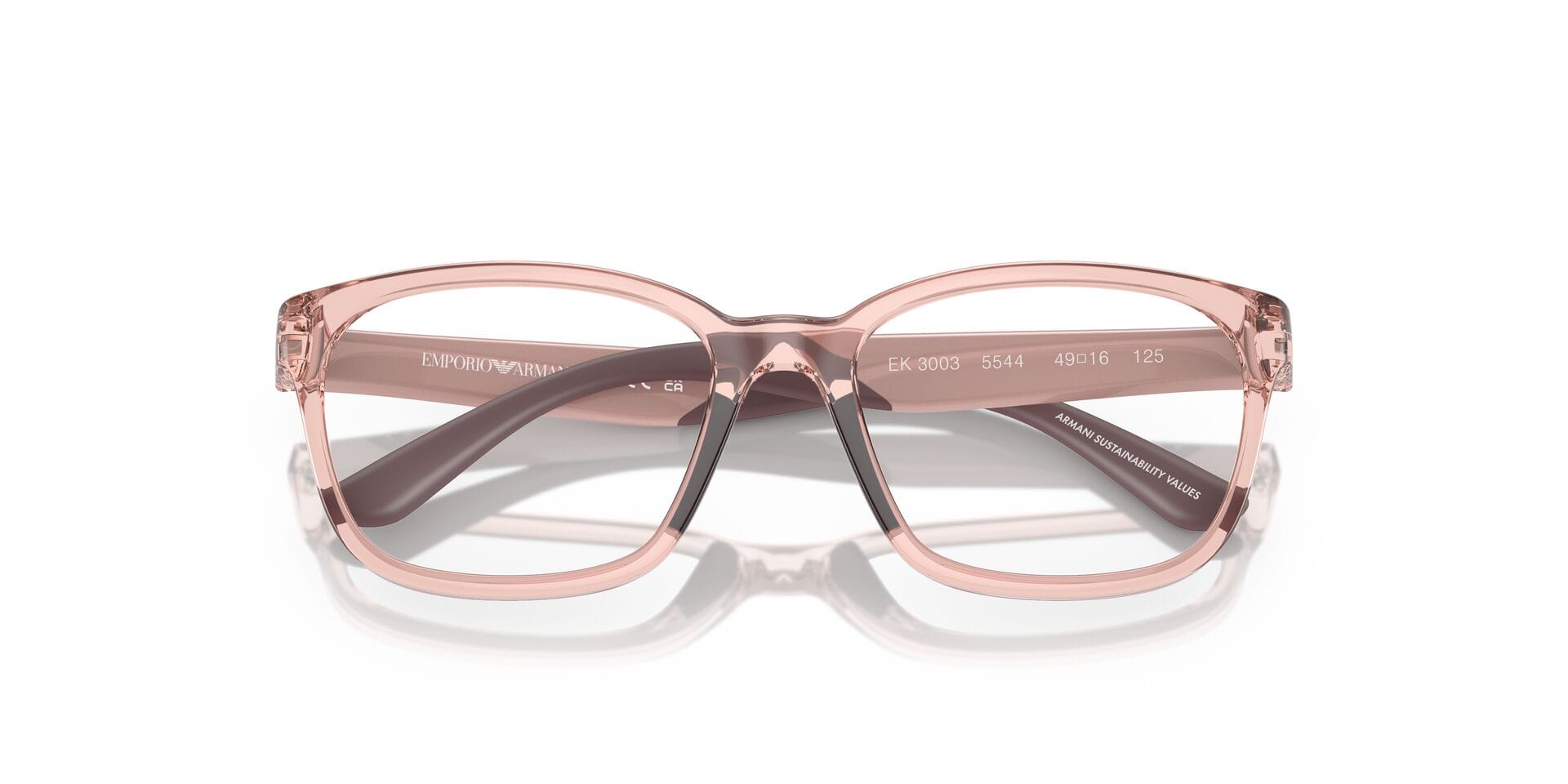 Emporio Armani 0EK3003 Frame Transparent Pink Female Full - Frame — Transparent Pink frame — view 13