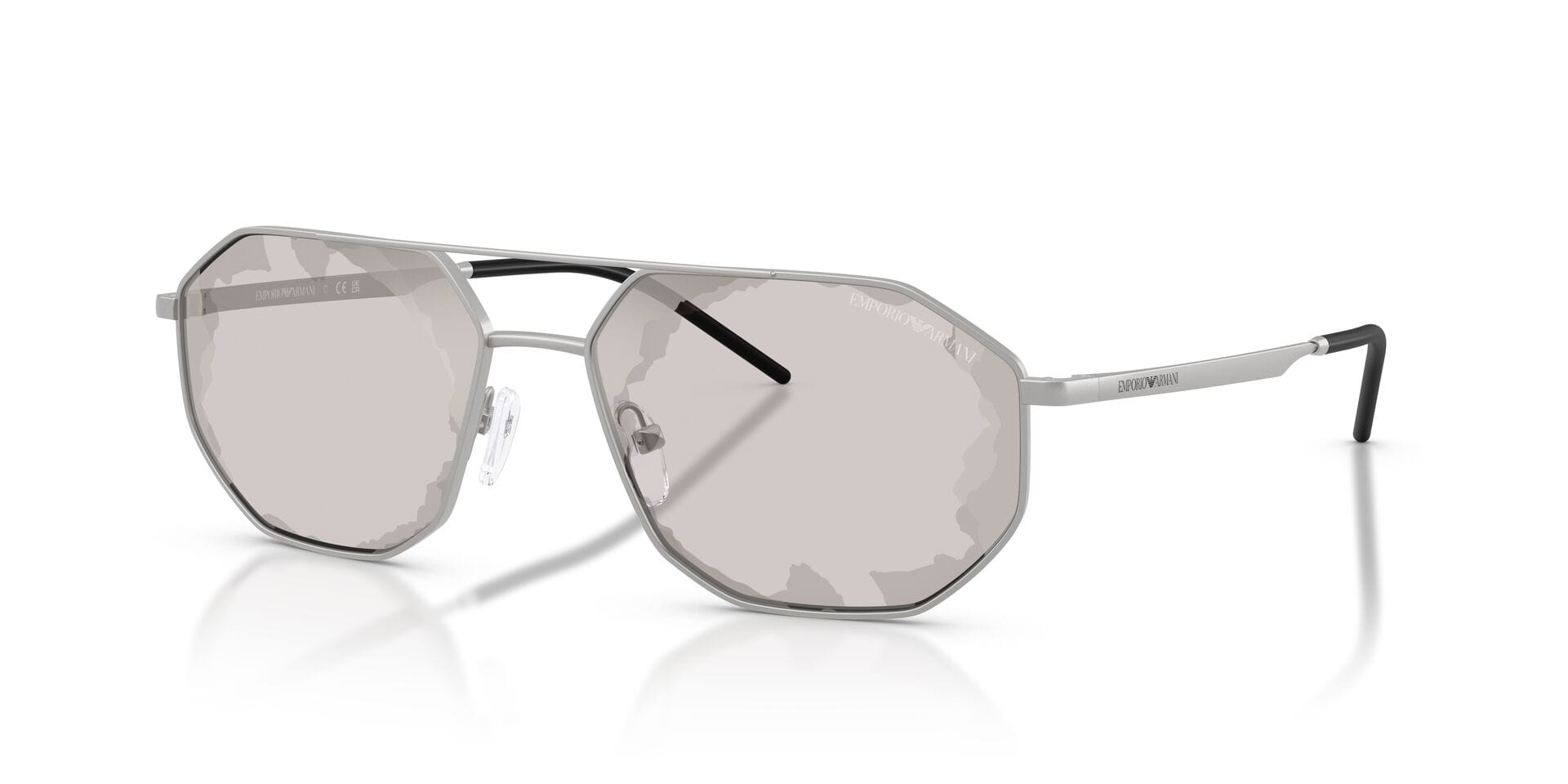 Emporio Armani EA 2147 3015/7F 1N 0EA2147 Sunglass Silver Male Metal Metal Sunglass — Silver frame — view 1