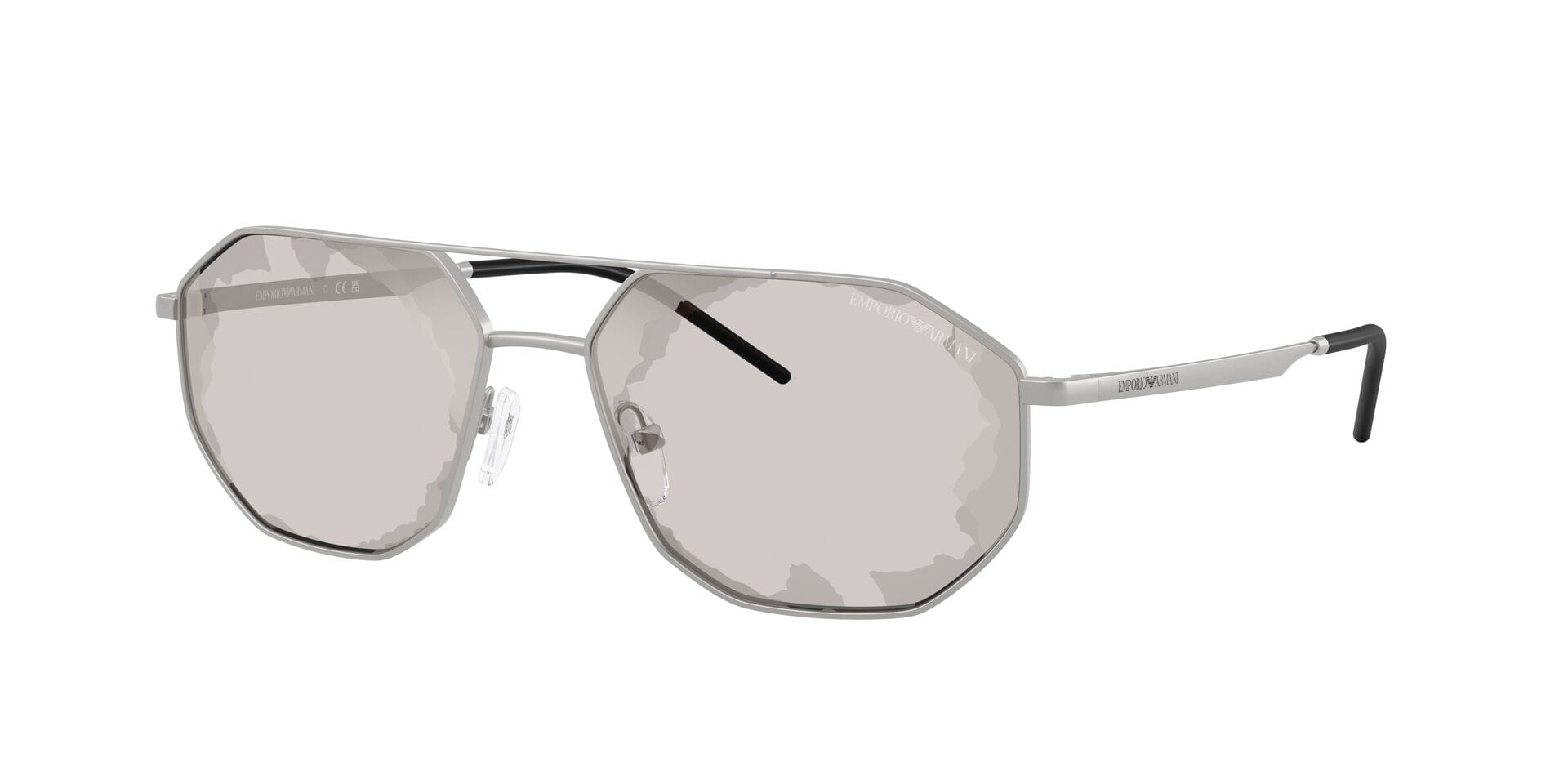 Emporio Armani EA 2147 3015/7F 1N 0EA2147 Sunglass Silver Male Metal Metal Sunglass — Silver frame — view 3