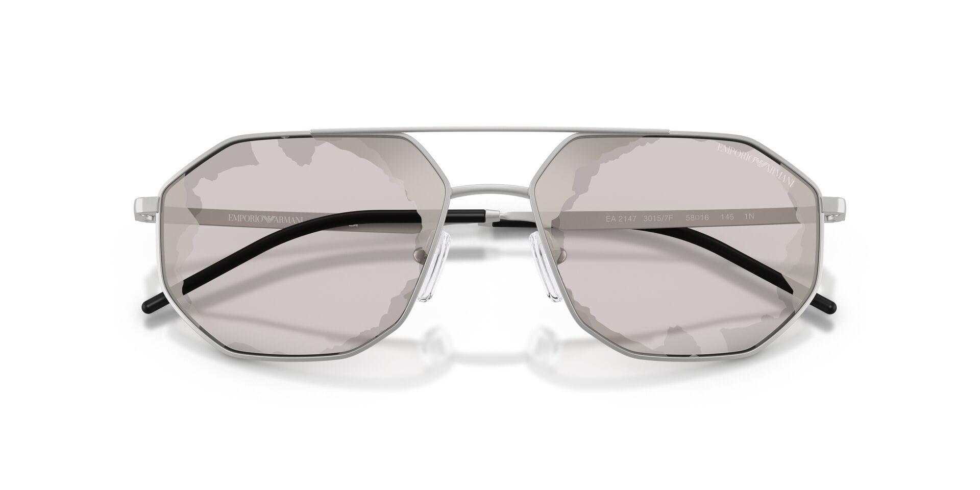 Emporio Armani EA 2147 3015/7F 1N 0EA2147 Sunglass Silver Male Metal Metal Sunglass — Silver frame — view 7