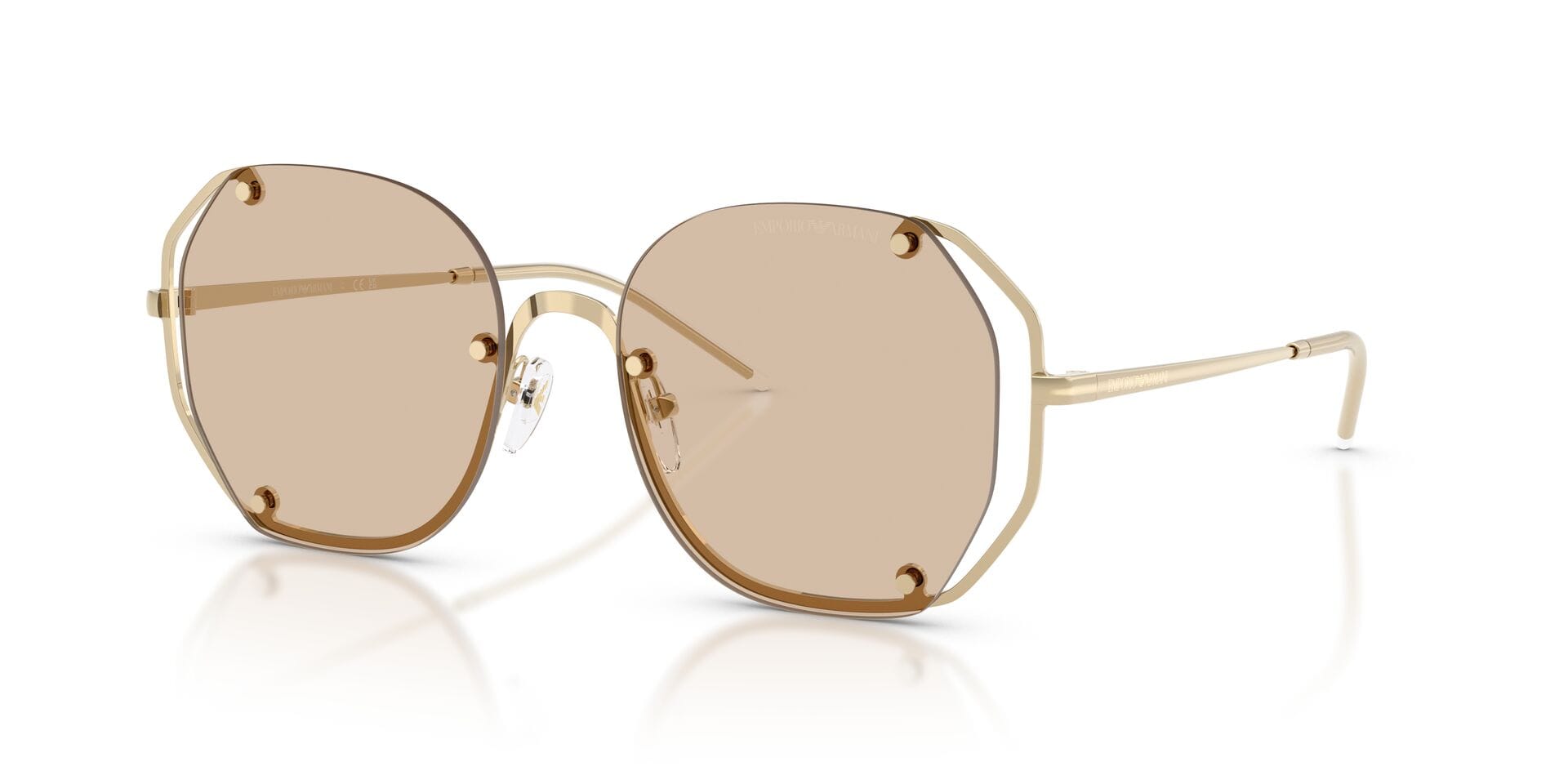 Emporio Armani 0EA2168 Sunglass Gold Female RimLess Metal Sunglass — Gold frame — view 1