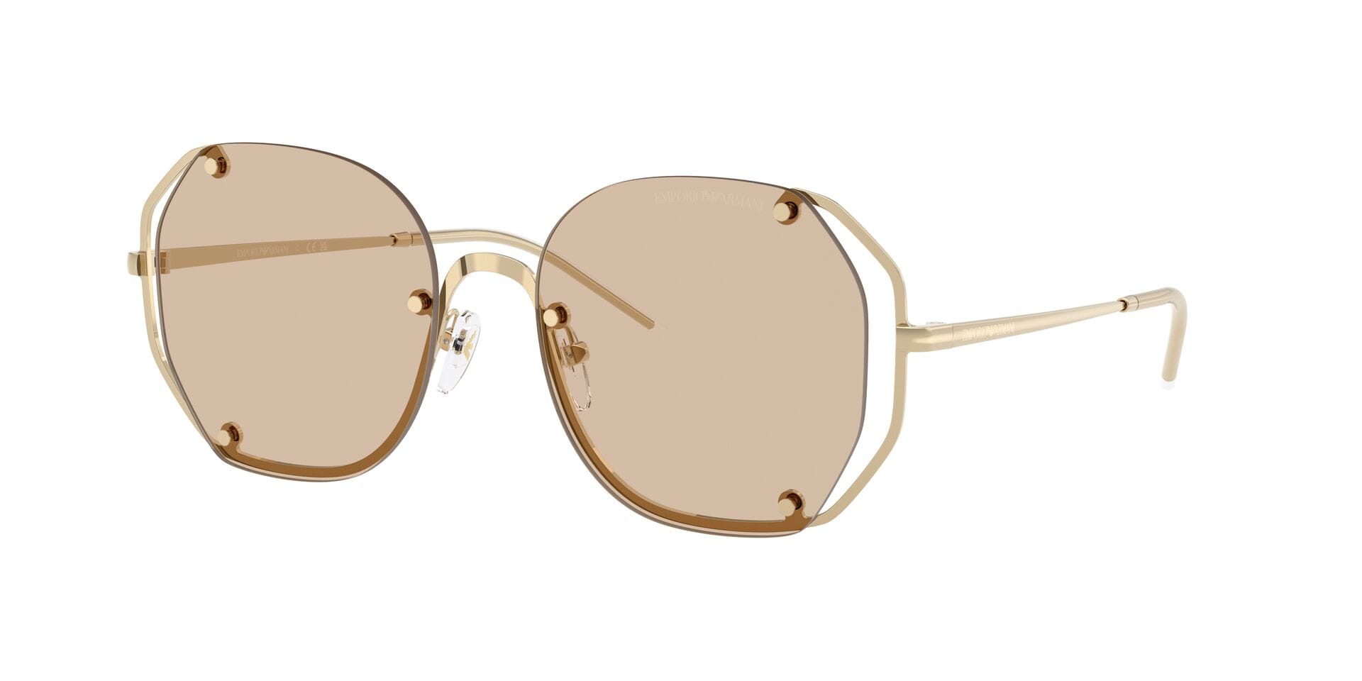 Emporio Armani 0EA2168 Sunglass Gold Female RimLess Metal Sunglass — Gold frame — view 3