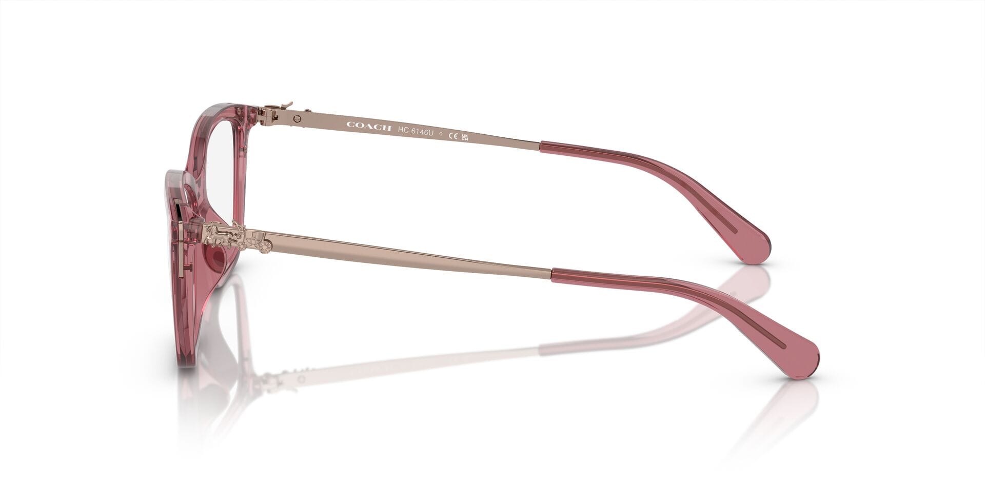 Coach 0HC6146U Frame Transparent Pink Female Full Metal Frame — Transparent Pink frame — view 9