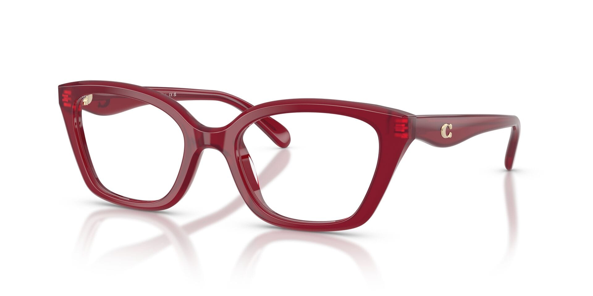 Coach 0HC6270U Frame Transparent Maroon Female Full Shell Frame — Transparent Maroon frame — view 1