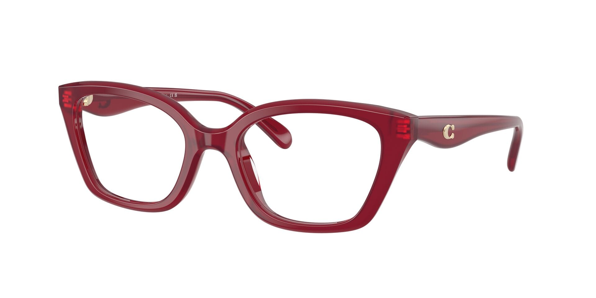 Coach 0HC6270U Frame Transparent Maroon Female Full Shell Frame — Transparent Maroon frame — view 3