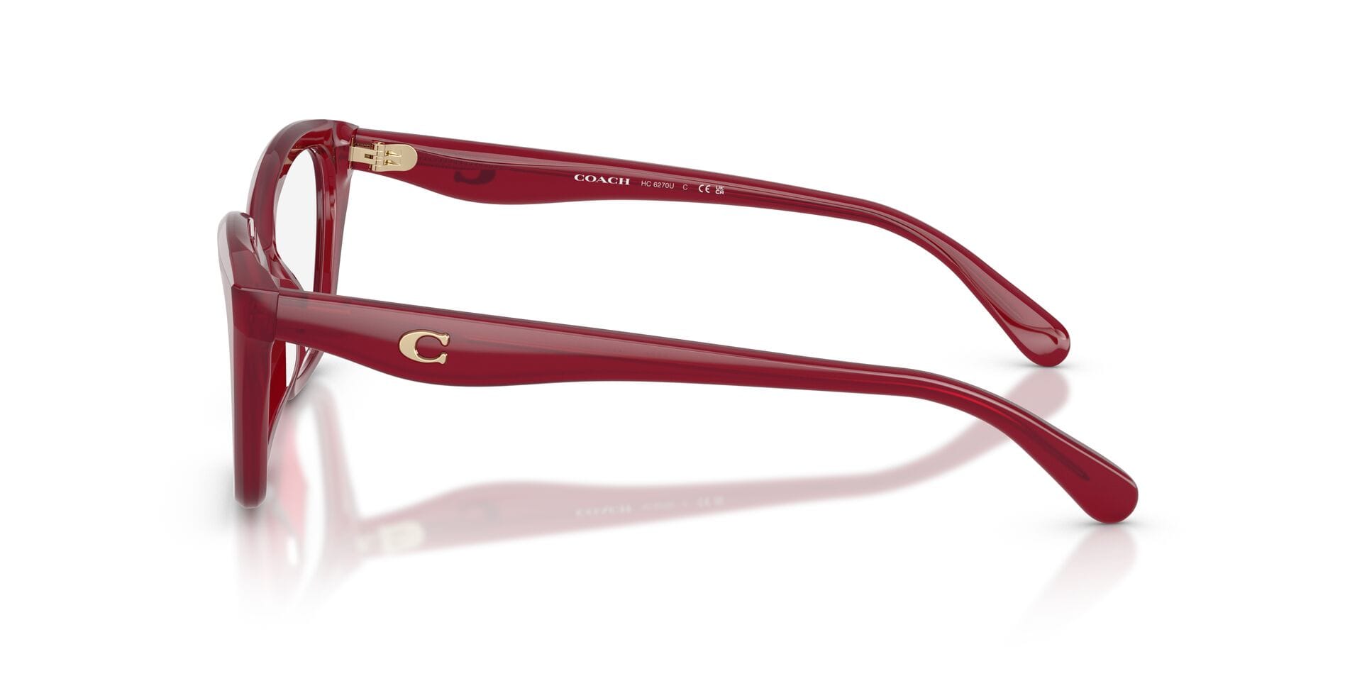 Coach 0HC6270U Frame Transparent Maroon Female Full Shell Frame — Transparent Maroon frame — view 5