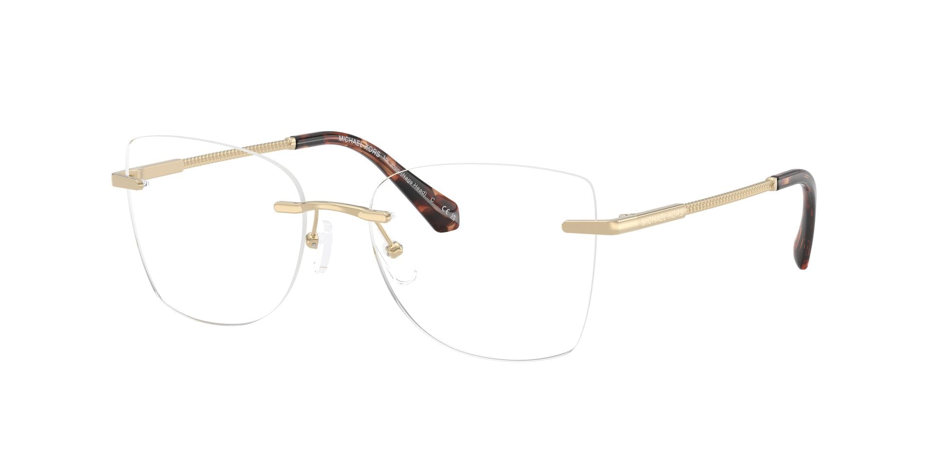 Michael Kors 0MK3099 Frame Light Gold Female RimLess Metal Frame — Light Gold frame — view 3