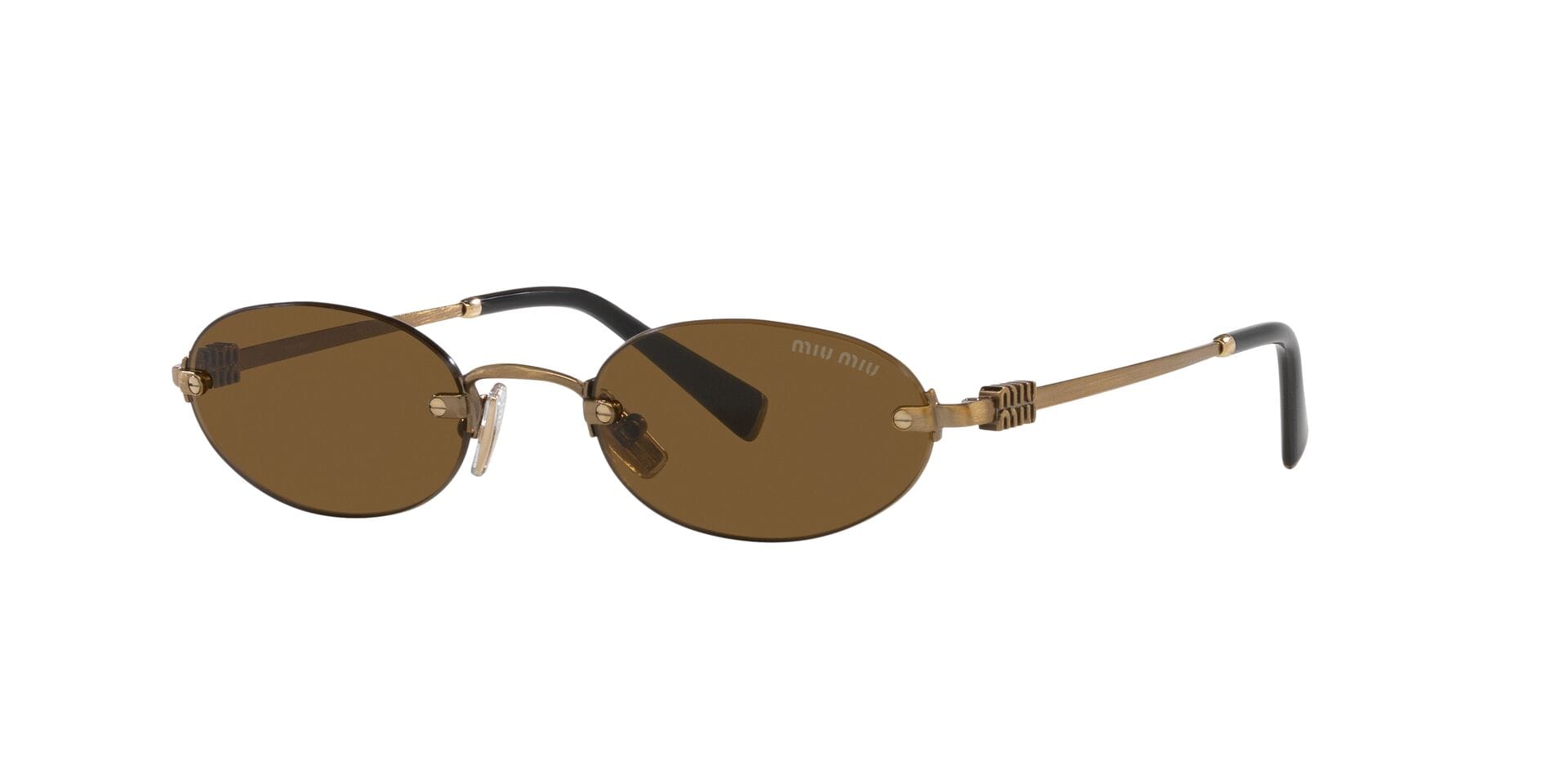 Miu Miu 0MUA54S Sunglass Gold Female RimLess Metal Sunglass — Gold frame — view 1