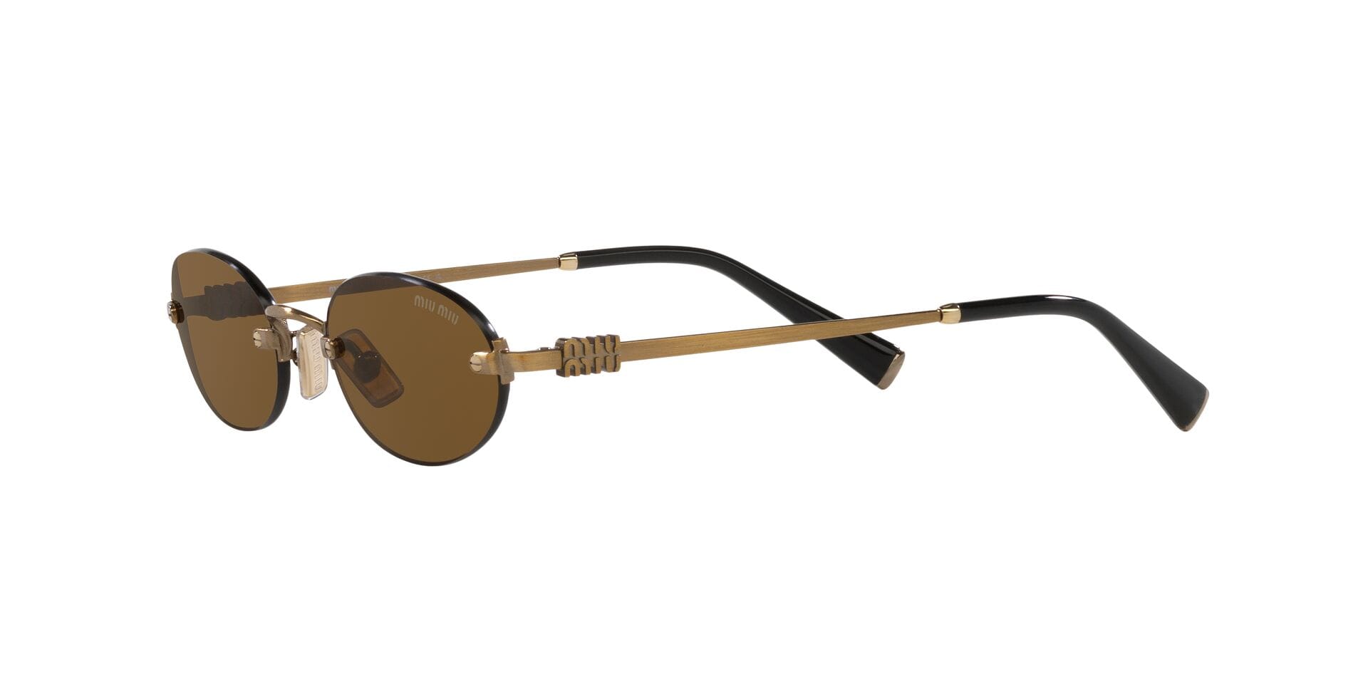Miu Miu 0MUA54S Sunglass Gold Female RimLess Metal Sunglass — Gold frame — view 3
