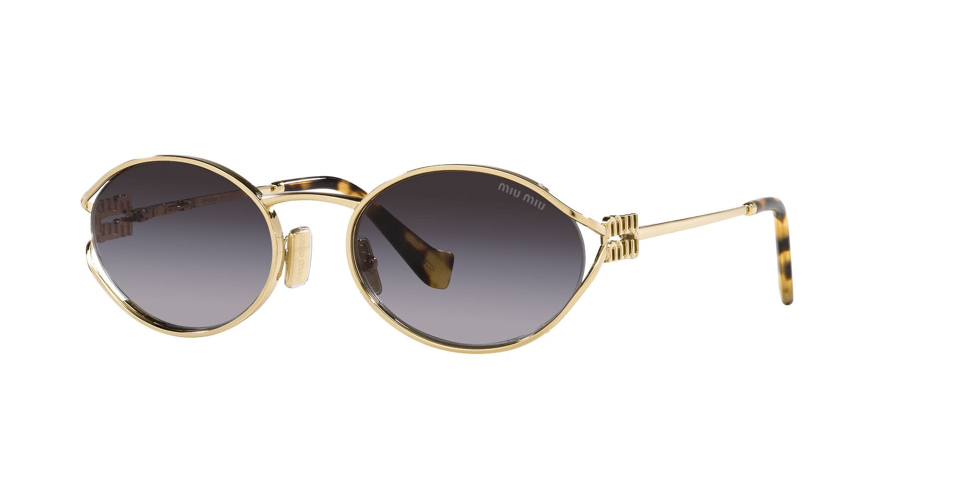 Miu Miu 0MU52YS Sunglass Gold Female Supra Metal Sunglass — Gold frame — view 1