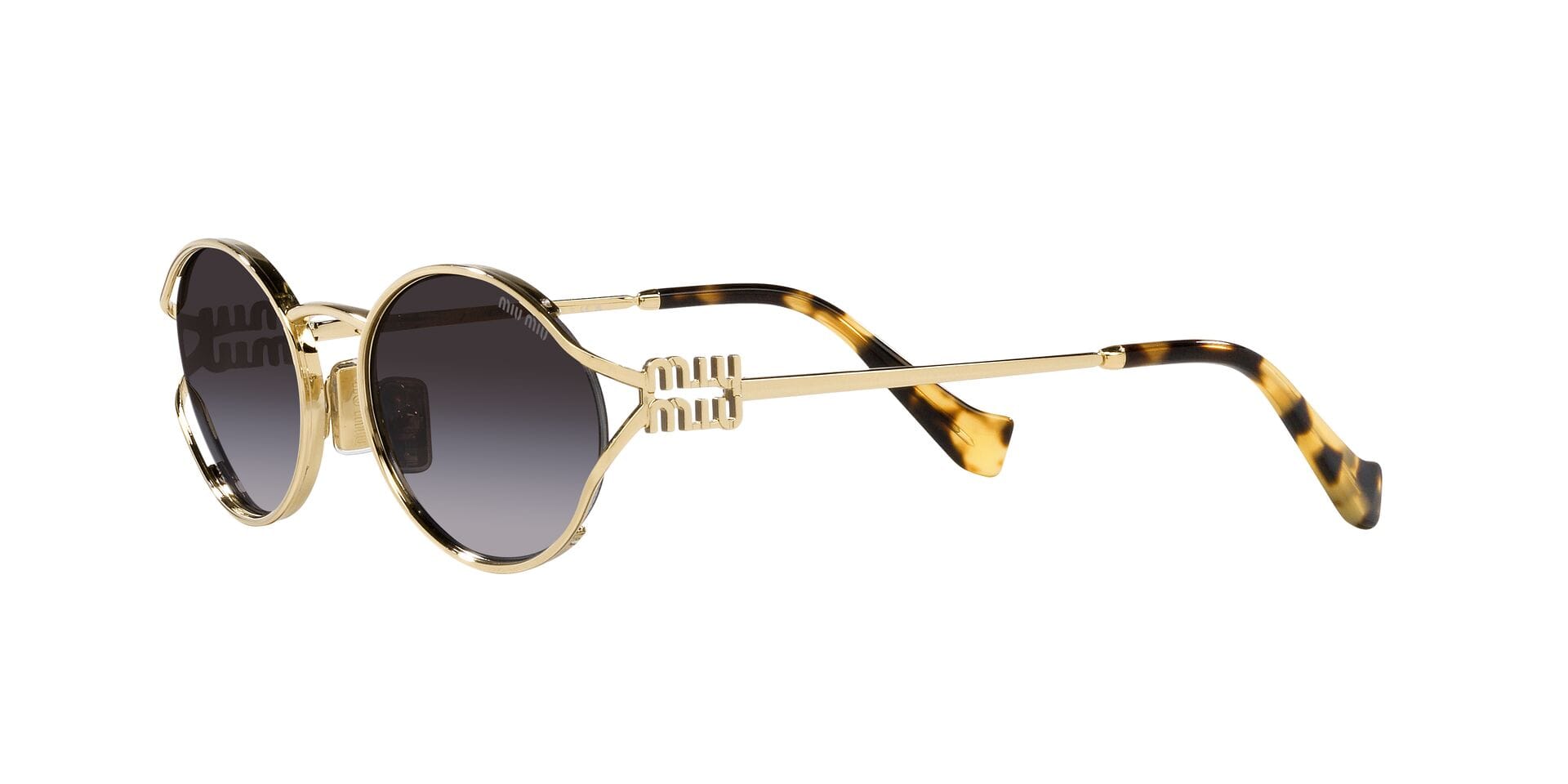 Miu Miu 0MU52YS Sunglass Gold Female Supra Metal Sunglass — Gold frame — view 3