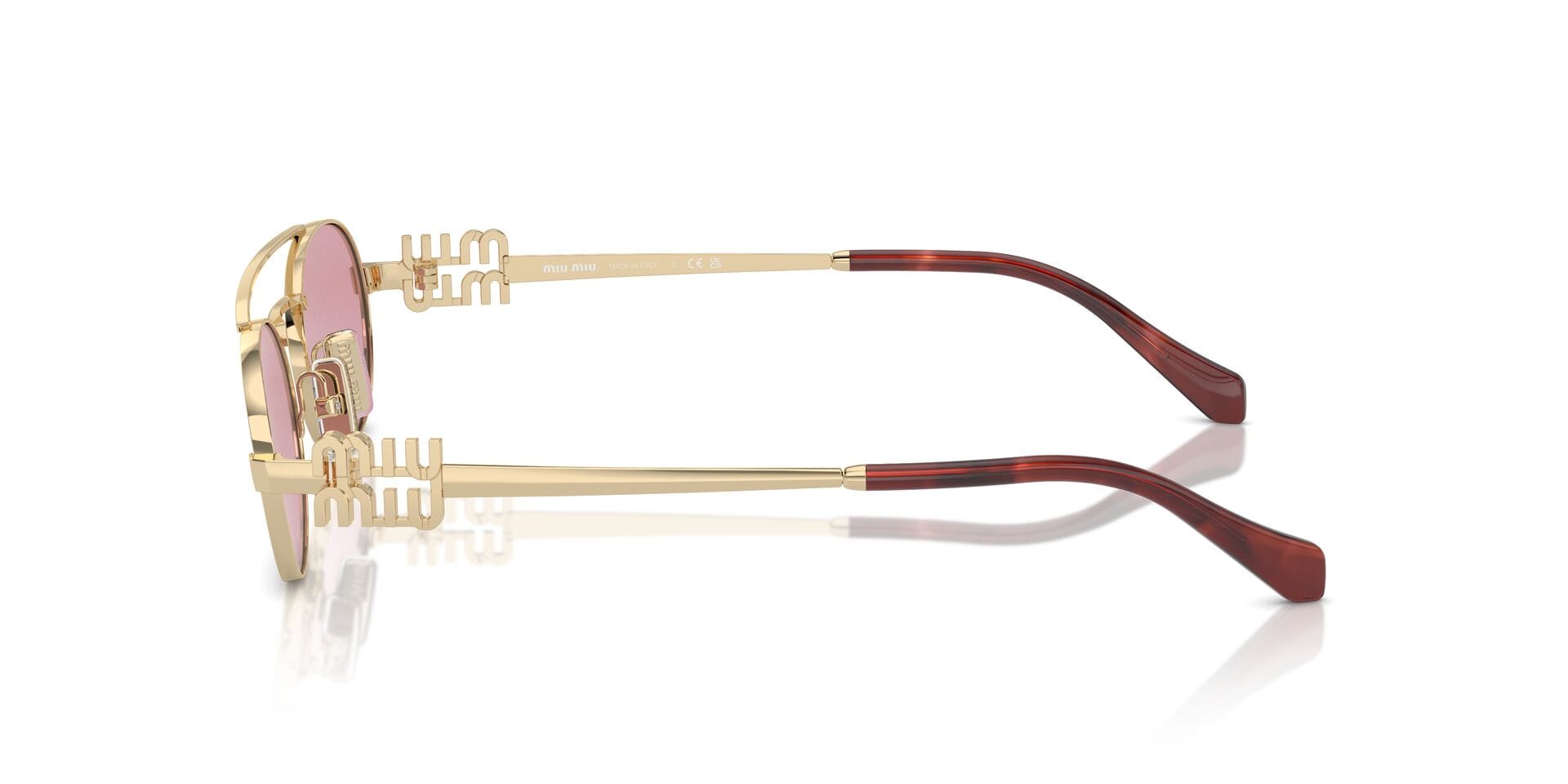 Miu Miu SMU 54Z ZVN-50D 2N 0MU54ZS Sunglass Gold Female Metal Metal Sunglass — Gold frame — view 5